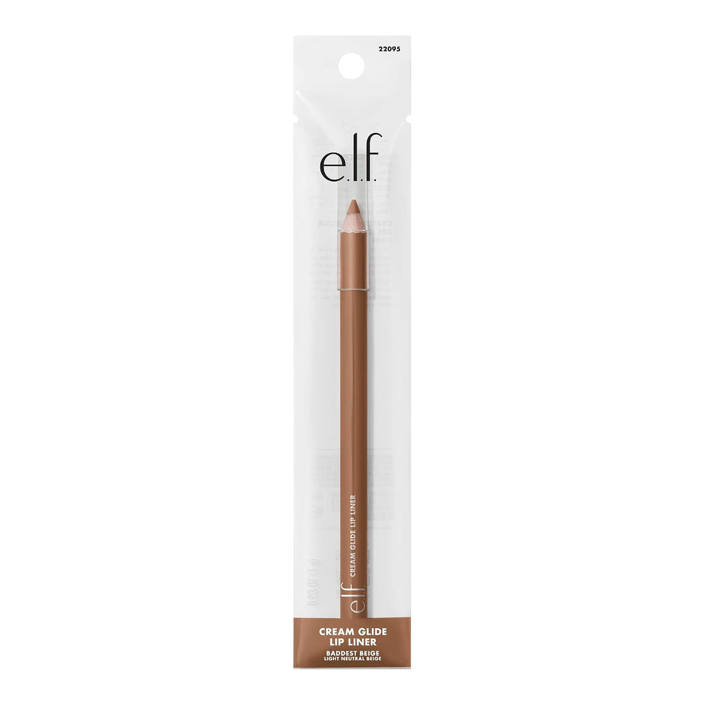 e.l.f. Cream Glide Lip Liner. Creamy High-Pigment. Baddest Beige | Semi-Matte Finish. Creamy Application. Smooth Glide Lip Pencil. Defines & Shapes. Vegan & Cruelty-Free