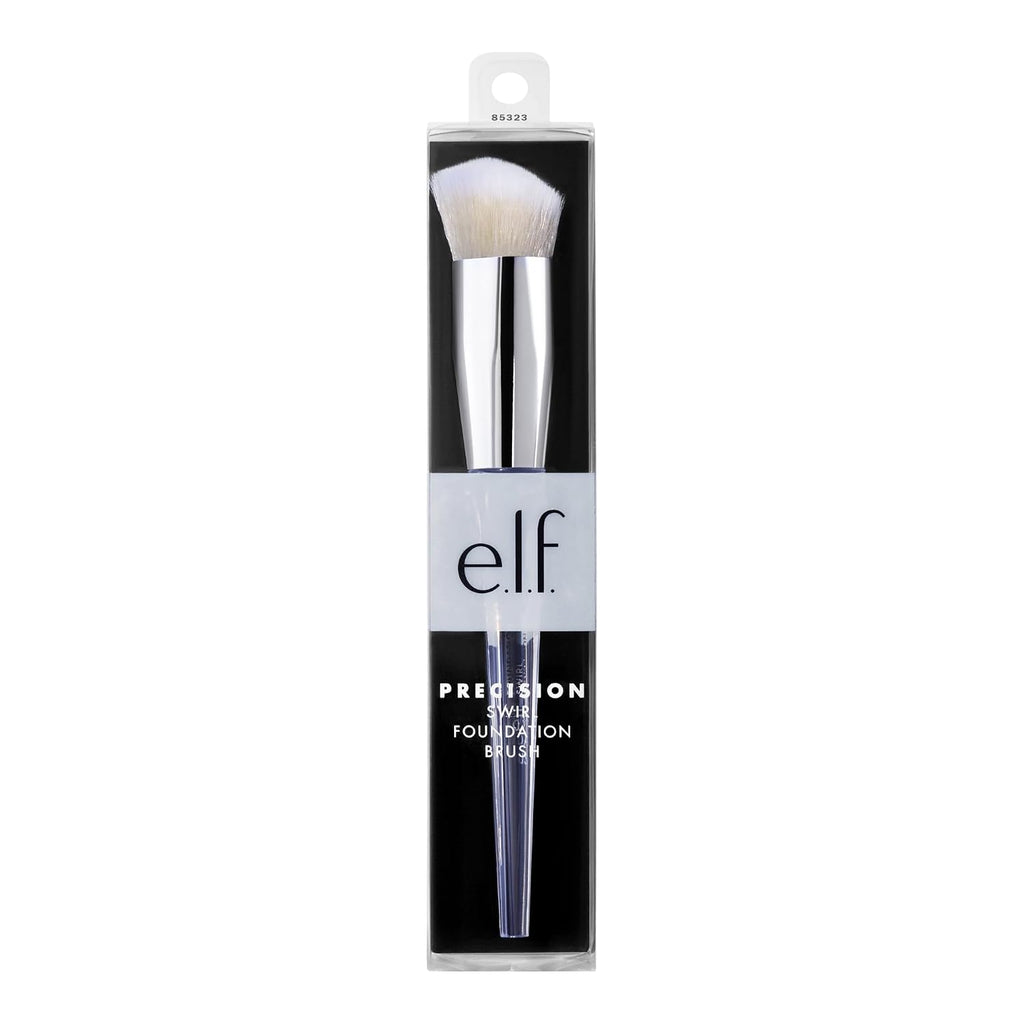 e.l.f. Precision Swirl Foundation Brush. Blends Liquid Foundation Smoothly Onto Skin. Triangular Handle For Ultimate Control. Vegan & Cruelty-Free