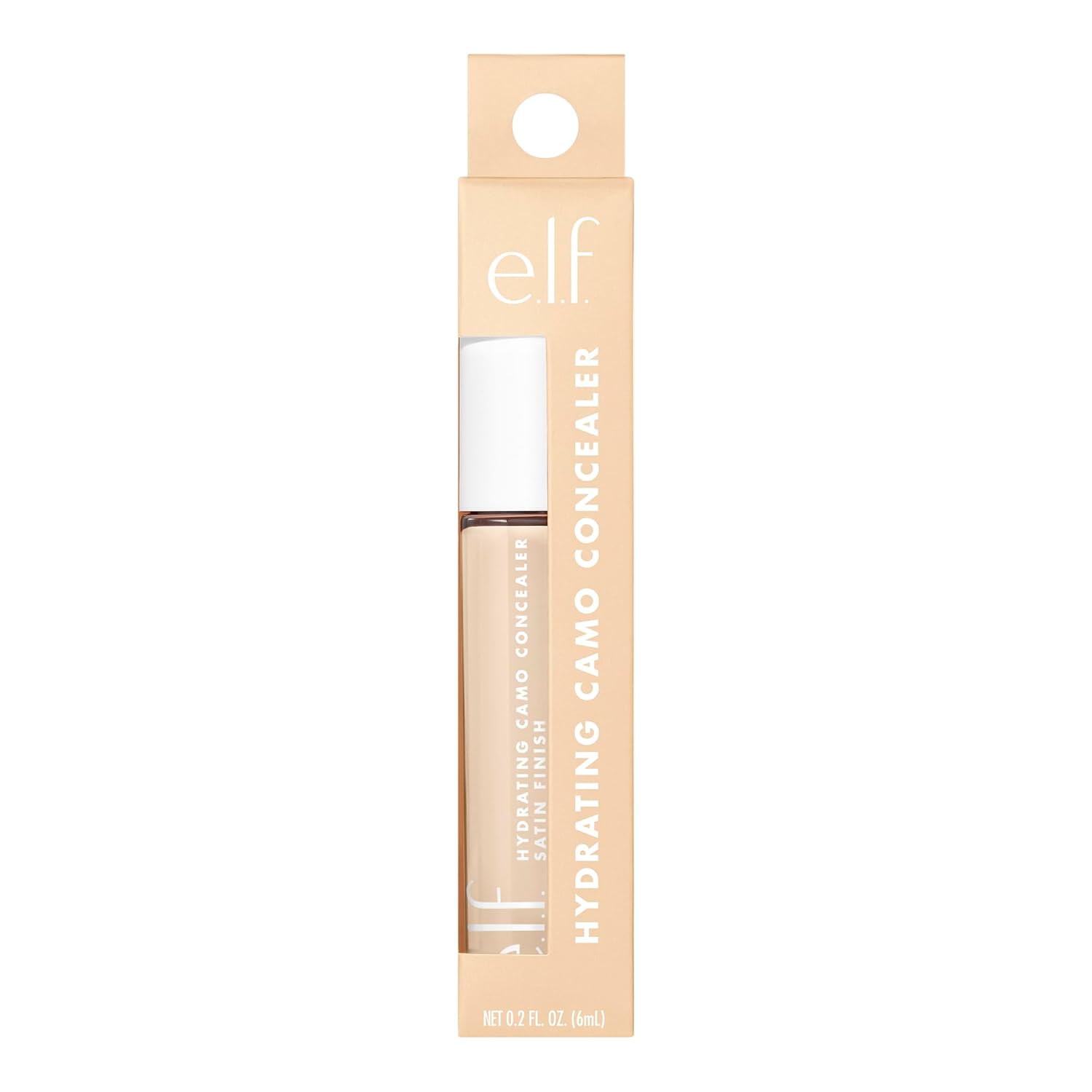 e.l.f. Hydrating Camo Concealer. Full Coverage. Fair Warm | Satin Finish. Under-Eye & Blemish Coverage. Hydrating Formula. Long-Lasting Wear. Non-Creasing. Vegan & Cruelty-Free