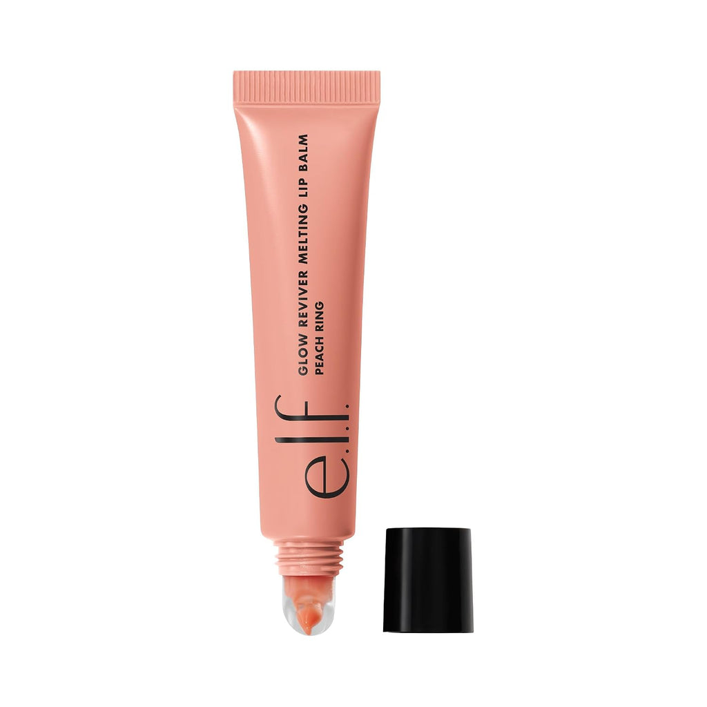 e.l.f. Glow Reviver Melting Lip Balm. Tinted. Peach Ring | Hydrating & Glossy. Buildable Sheer Color. Soft Texture with Hyaluronic Acid Blend & Nourishing Butters. Vegan & Cruelty-Free