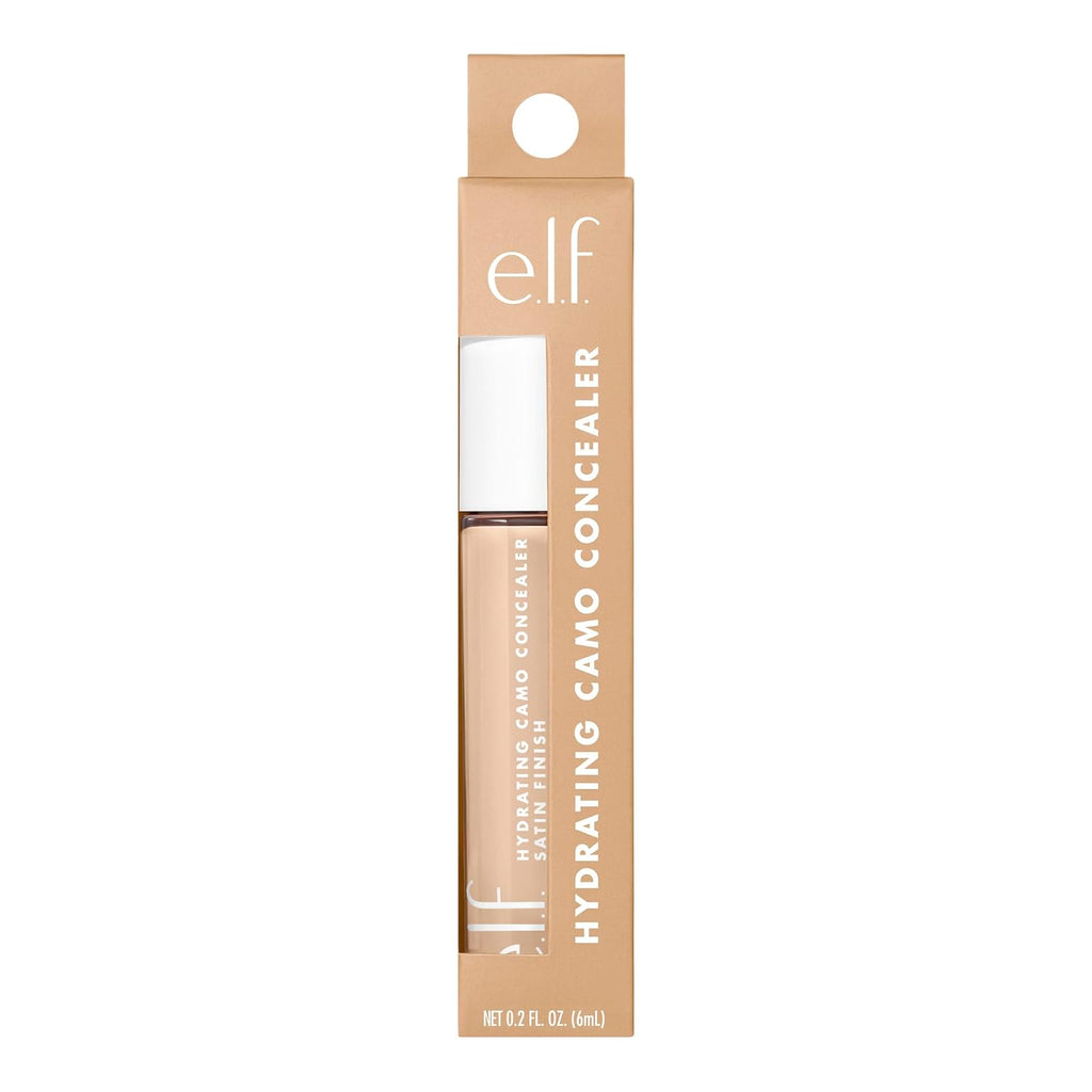 e.l.f. Hydrating Camo Concealer. Full Coverage. Light Peach | Satin Finish. Under-Eye & Blemish Coverage. Hydrating Formula. Long-Lasting Wear. Non-Creasing. Vegan & Cruelty-Free