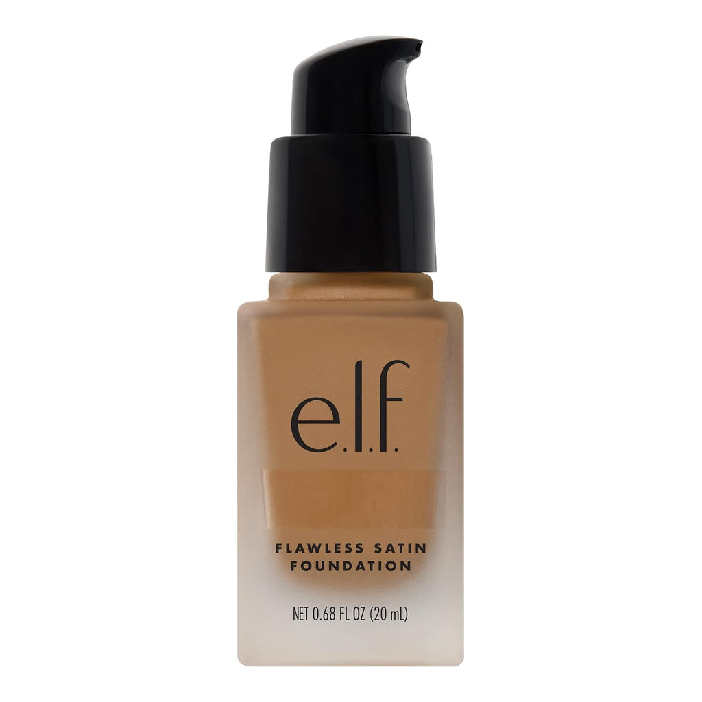 e.l.f. Flawless Satin Foundation. Lightweight & Medium Coverage. Semi-Matte Finish. Vegan & Cruelty-Free. Linen. 0.68 Fl Oz (20mL)