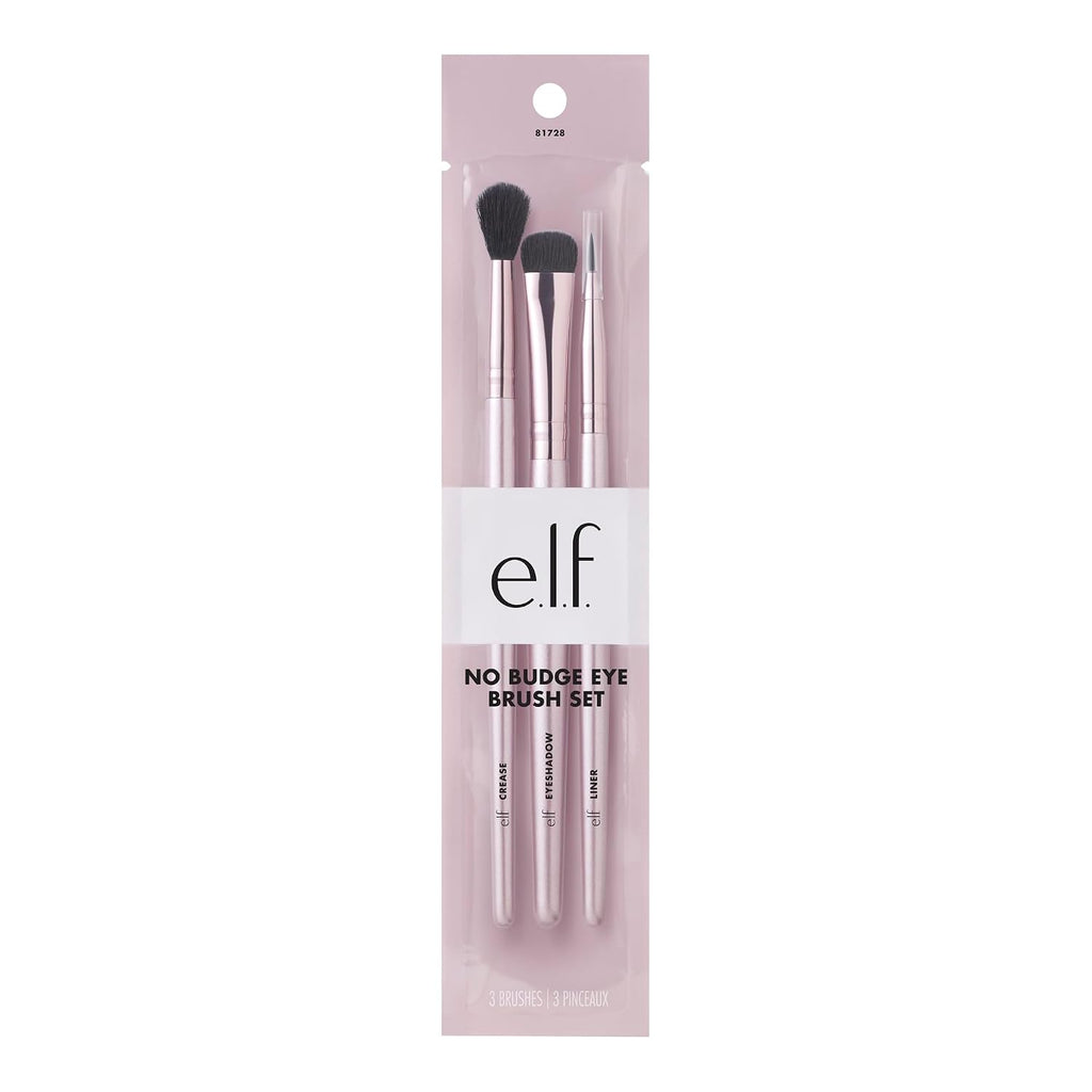 e.l.f. No Budge Brush Trio. 3-Piece Eyeshadow Brush Set For Applying & Blending Color. Use With The No Budge Cream Eyeshadows. Vegan & Cruelty-Free