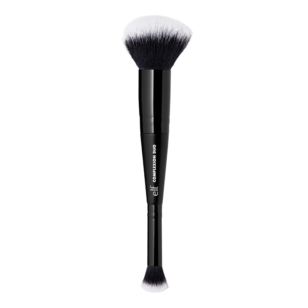 e.l.f. Complexion Duo Brush. Makeup Brush For Applying Foundation & Concealer. Creates An Airbrushed Finish. Made With Vegan. Cruelty-Free Bristles