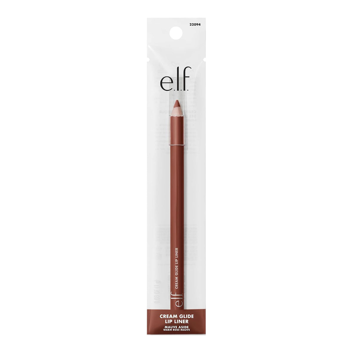 e.l.f. Cream Glide Lip Liner. Creamy High-Pigment. Mauve Aside | Semi-Matte Finish. Creamy Application. Smooth Glide Lip Pencil. Defines & Shapes. Vegan & Cruelty-Free