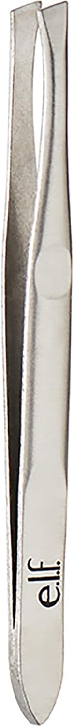 e.l.f. Slant Tweezer. Professional Quality Stainless Steel. Provides a Strong Grip. Removes Hairs Accurately. Shapes. Defines. Easy To Use. Ergonomically-Designed