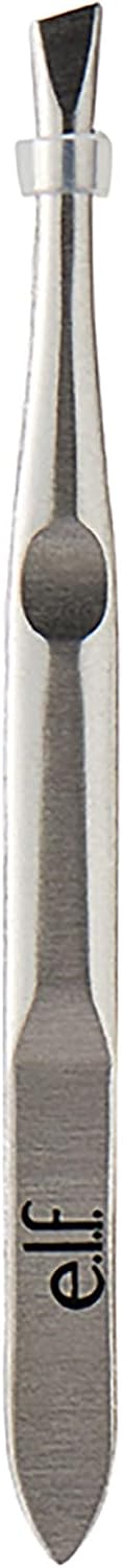 e.l.f. Slant Tweezer. Professional Quality Stainless Steel. Provides a Strong Grip. Removes Hairs Accurately. Shapes. Defines. Easy To Use. Ergonomically-Designed