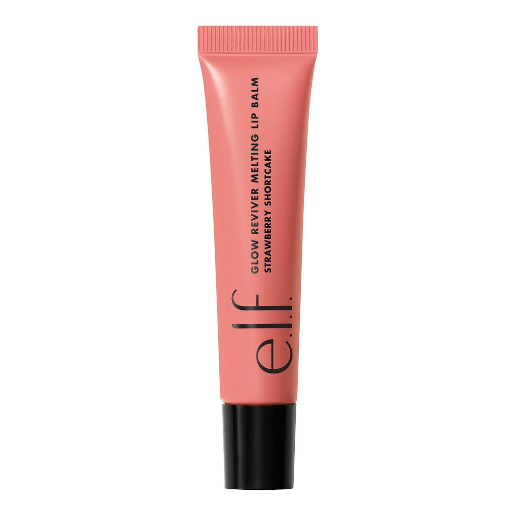 e.l.f. Glow Reviver Melting Lip Balm. Tinted. Strawberry Shortcake | Hydrating & Glossy. Buildable Sheer Color. Soft Texture with Hyaluronic Acid Blend & Nourishing Butters. Vegan & Cruelty-Free