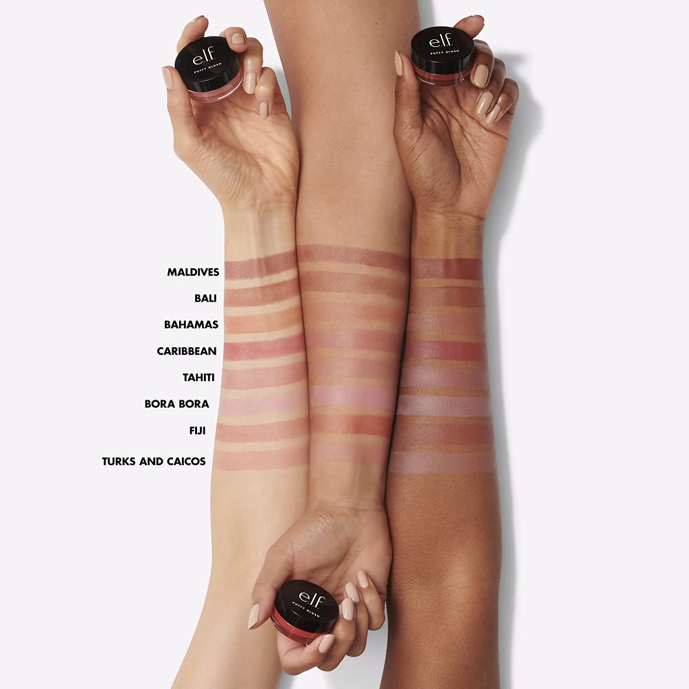 e.l.f. Putty Blush. Creamy & Ultra Pigmented Formula. Infused with Argan Oil & Vitamin E. Turks and Caicos. 0.35 Oz (10g)