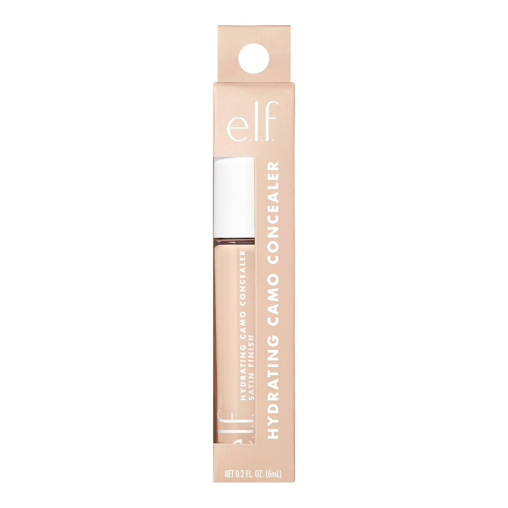 e.l.f. Hydrating Camo Concealer. Full Coverage. Fair Beige | Satin Finish. Under-Eye & Blemish Coverage. Hydrating Formula. Long-Lasting Wear. Non-Creasing. Vegan & Cruelty-Free