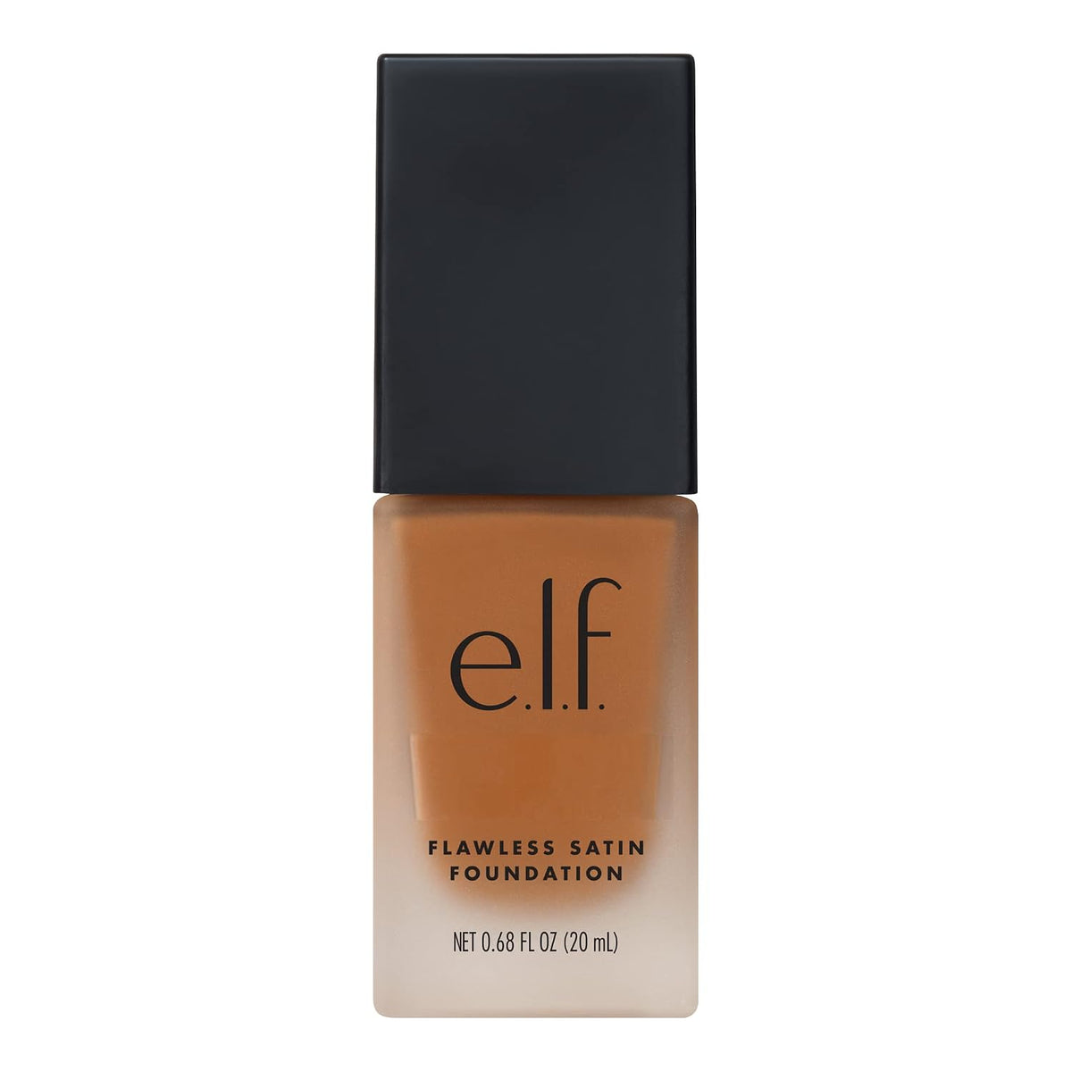 e.l.f. Flawless Satin Foundation. Lightweight & Medium Coverage. Semi-Matte Finish. Vegan & Cruelty-Free. Caramel. 0.68 Fl Oz (20mL)
