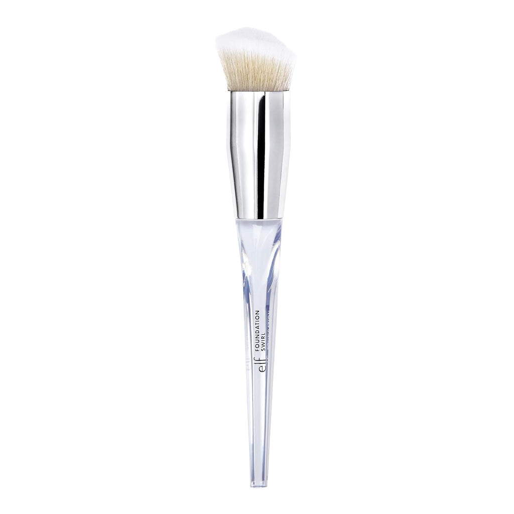 e.l.f. Precision Swirl Foundation Brush. Blends Liquid Foundation Smoothly Onto Skin. Triangular Handle For Ultimate Control. Vegan & Cruelty-Free