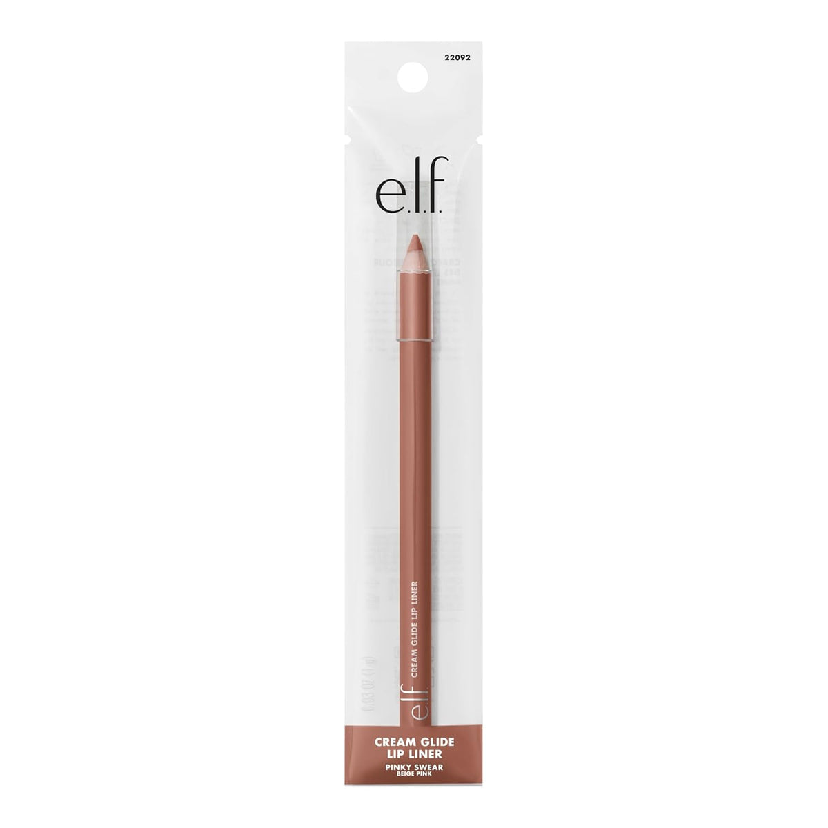 e.l.f. Cream Glide Lip Liner. Creamy High-Pigment. Pinky Swear | Semi-Matte Finish. Creamy Application. Smooth Glide Lip Pencil. Defines & Shapes. Vegan & Cruelty-Free