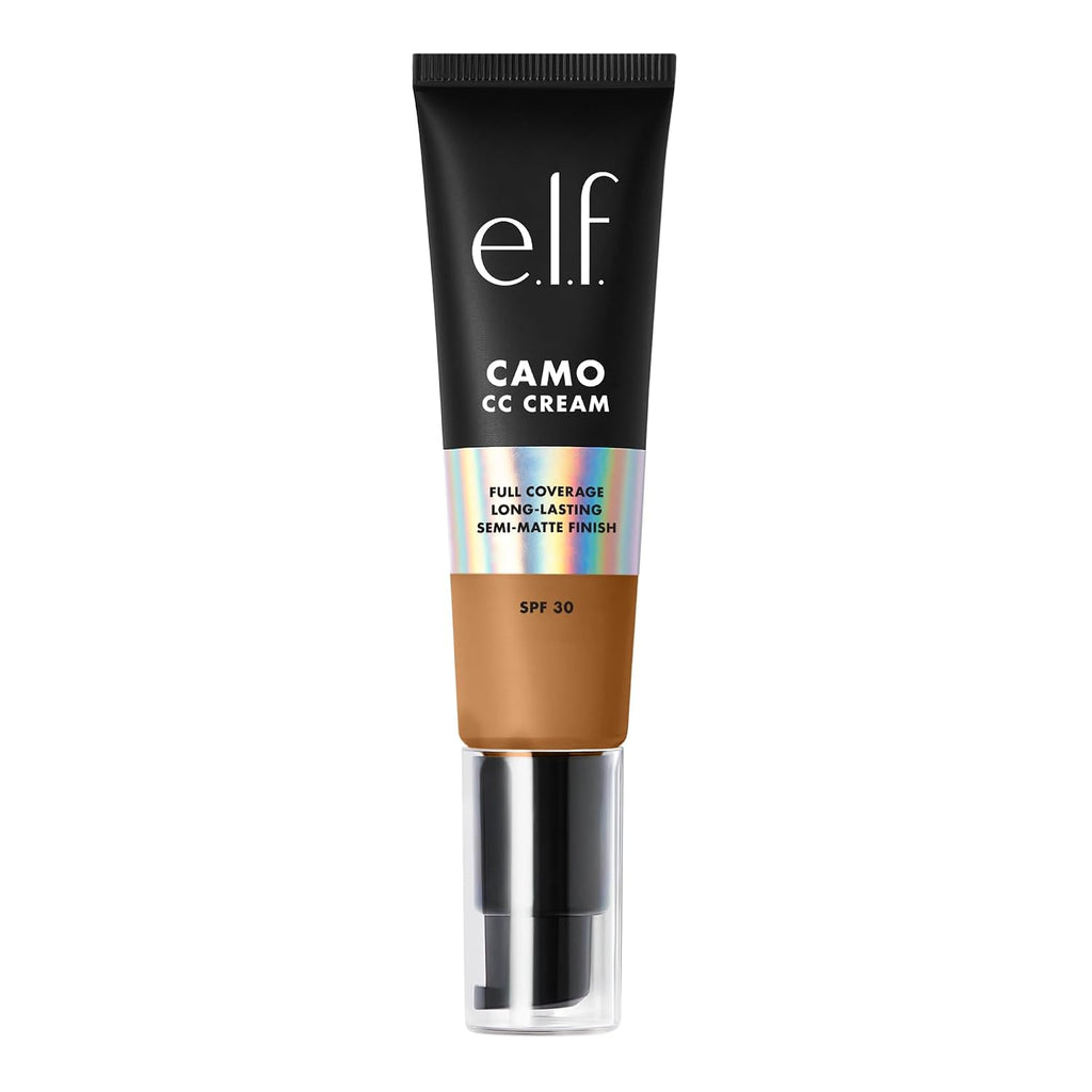 e.l.f. Camo CC Cream. SPF 30 Color-Correcting Medium-To-Full Coverage Face Foundation. Delivers An Airbrushed Finish. Vegan & Cruelty-Free. Tan 400 W