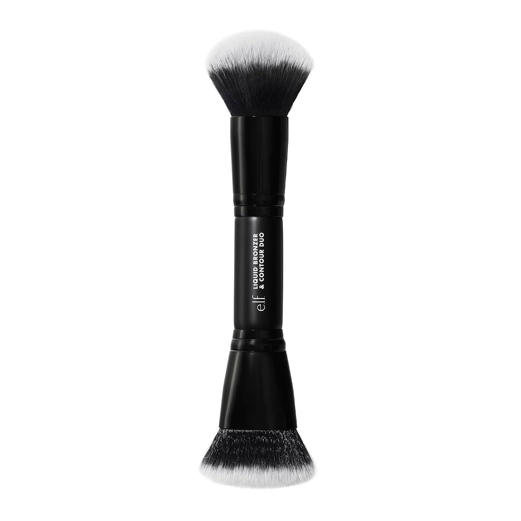 e.l.f. Liquid Bronzer & Contour Duo Brush | Silky Highly Pigmented Formula with Dual-ended Makeup Brush. Synthetic Bristles. 100% Vegan and Cruelty-Free