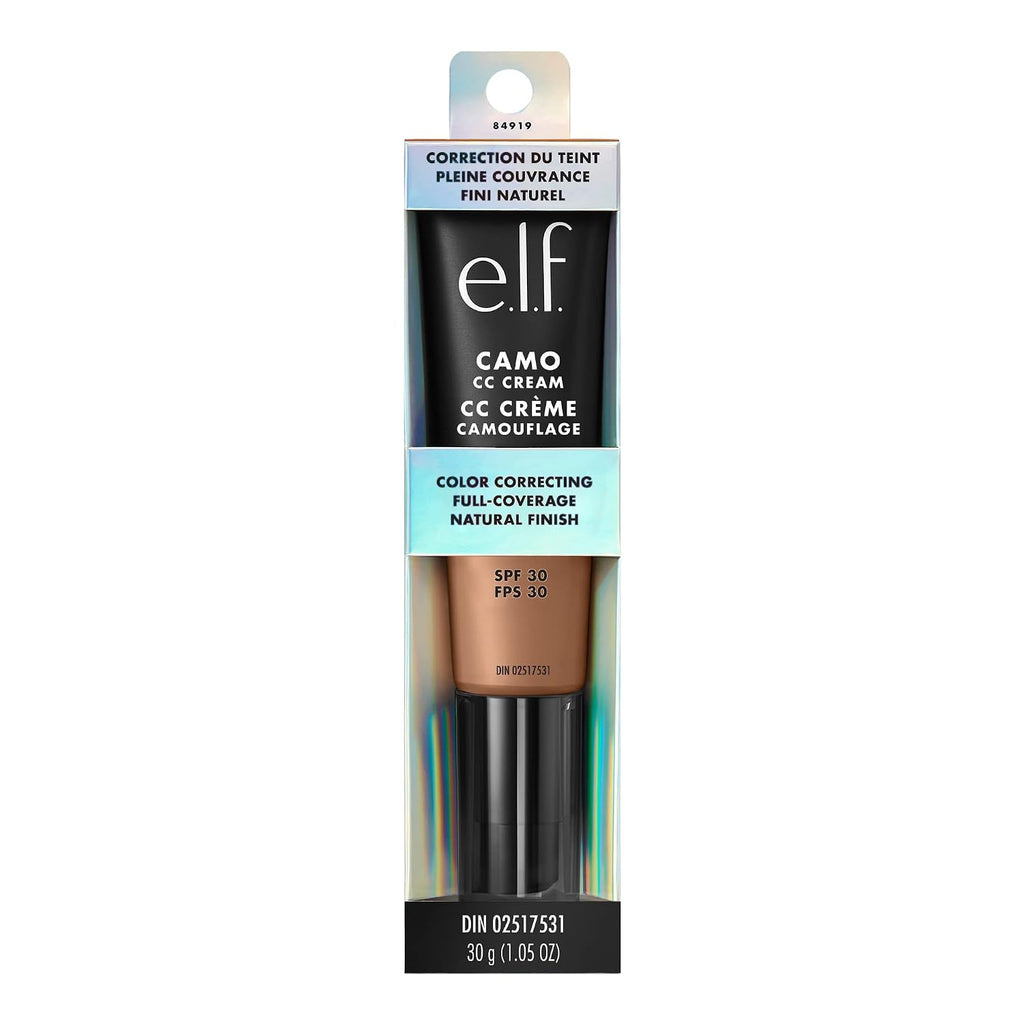 e.l.f. Camo CC Cream. SPF 30 Color-Correcting Medium-To-Full Coverage Face Foundation. Delivers An Airbrushed Finish. Vegan & Cruelty-Free. Medium 375 N