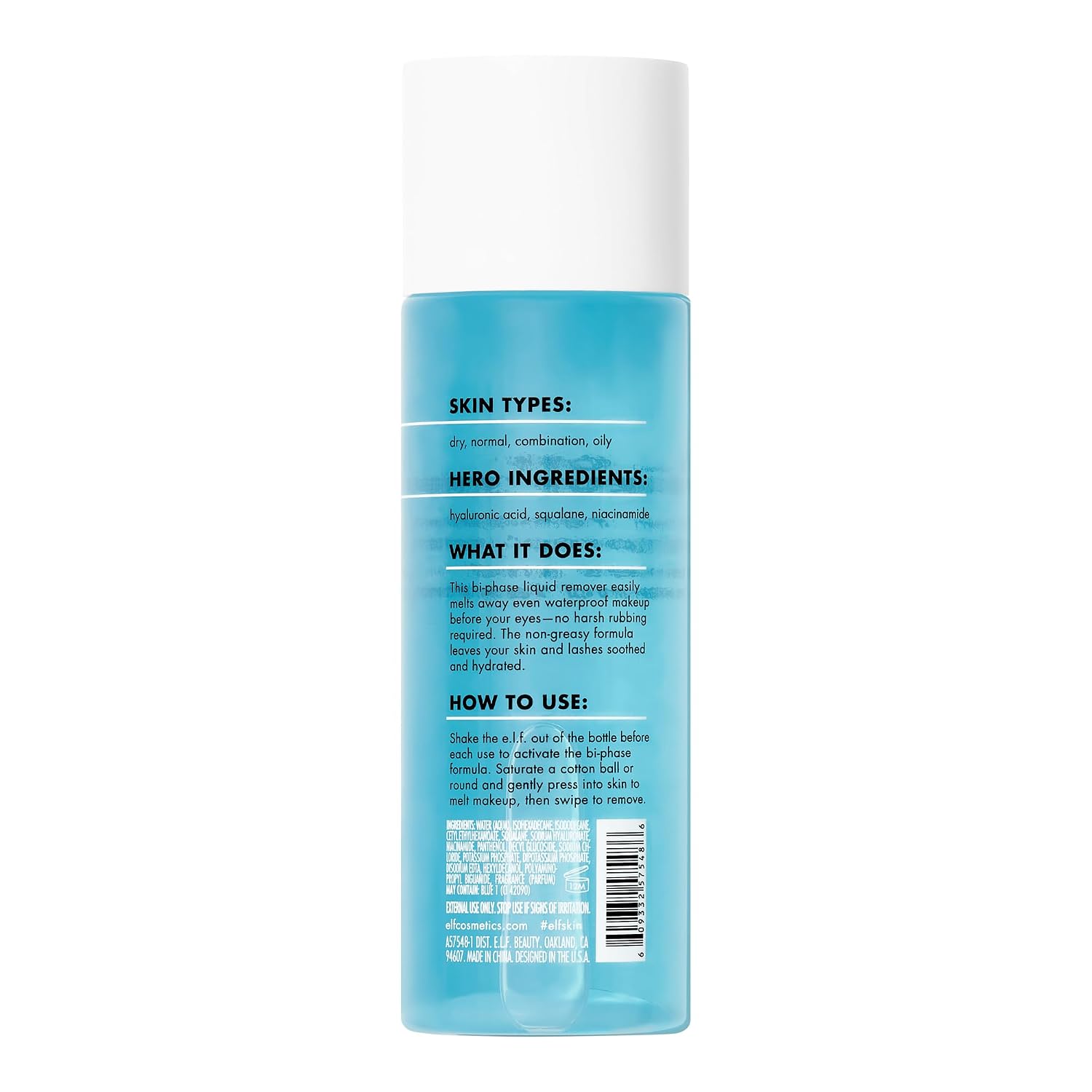 e.l.f. el.f. SKIN Holy Hydration Off Makeup Remover | Liquid Makeup Remover For Eye. Lip & Face Makeup. Gentle Formula. Vegan & Cruelty-free