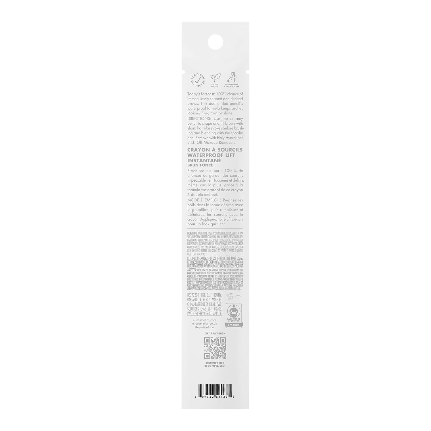 e.l.f. Instant Lift Waterproof Eyebrow Pencil. Deep Brown | Dual-Ended with Precision Tip & Spoolie. Smudge-Resistant Formula for Natural. Long-Lasting Brows