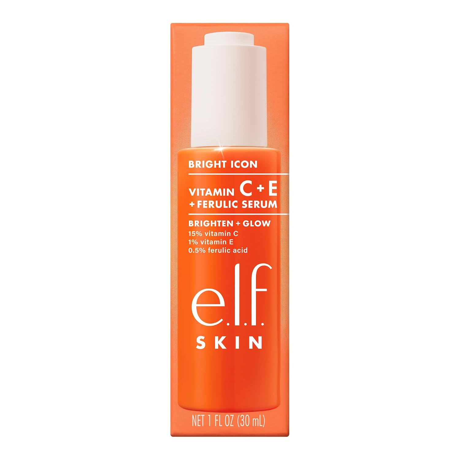 e.l.f. SKIN Bright Icon Vitamin C + E + Ferulic Serum. 1 oz | Brightening Serum with 15% Vitamin C. 1% Vitamin E & 0.5% Ferulic Acid. Helps the Look of Dark Spots. Vegan & Cruelty-Free