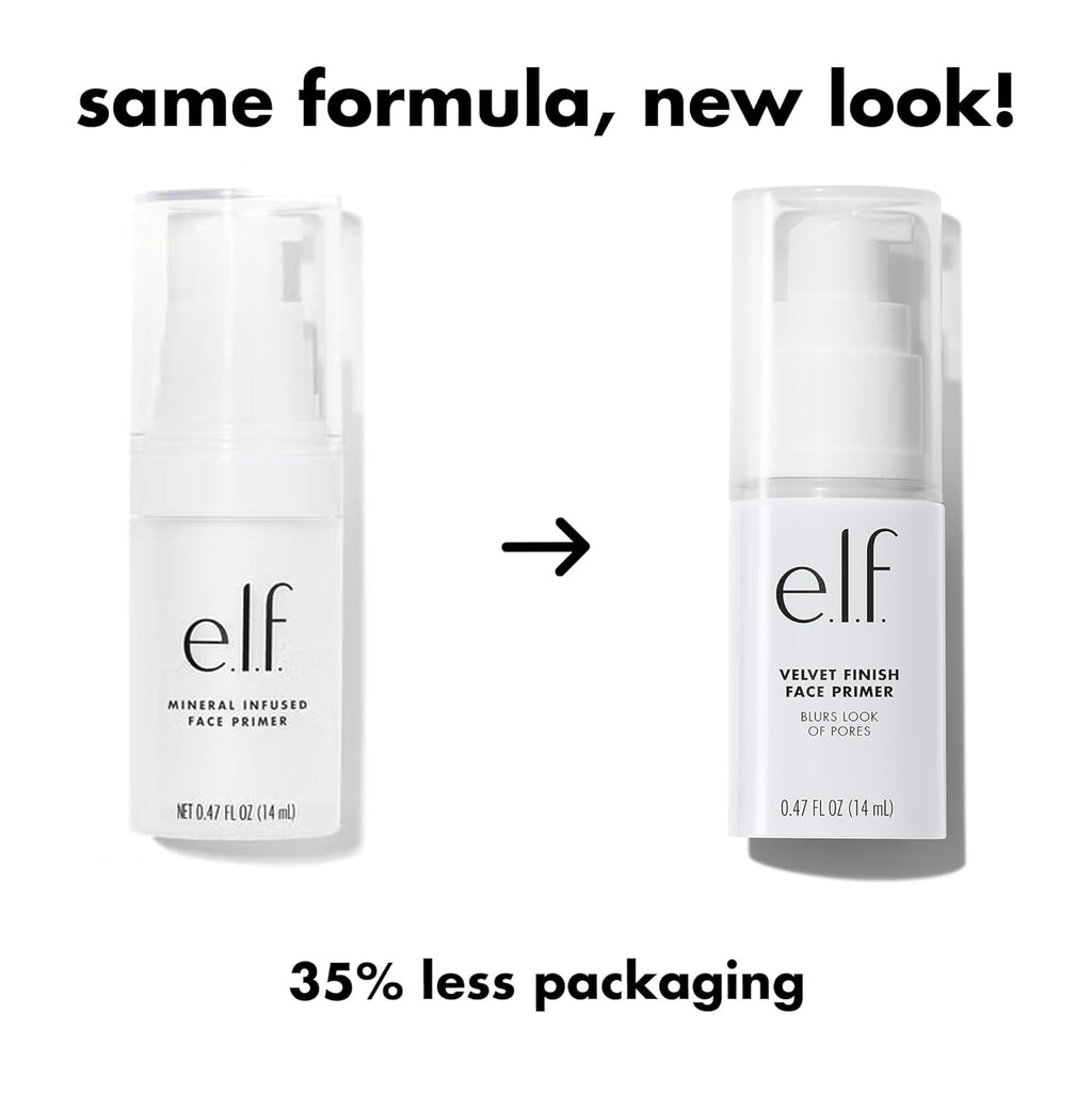 e.l.f. Mineral Infused Face Primer. Primer For A Smooth Foundation Base. Fills In Fine Lines & Refines Complexion. Vegan & Cruelty-free. Small