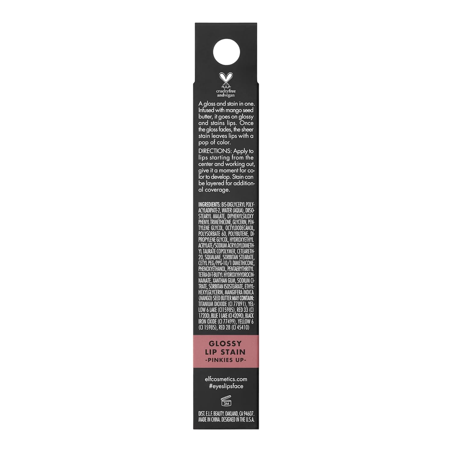 e.l.f. Glossy Lip Stain. Long-Lasting. Lightweight Lip Stain For A Sheer Pop Of Color & Subtle Gloss Finish. Vegan & Cruelty-Free. Pinkies Up