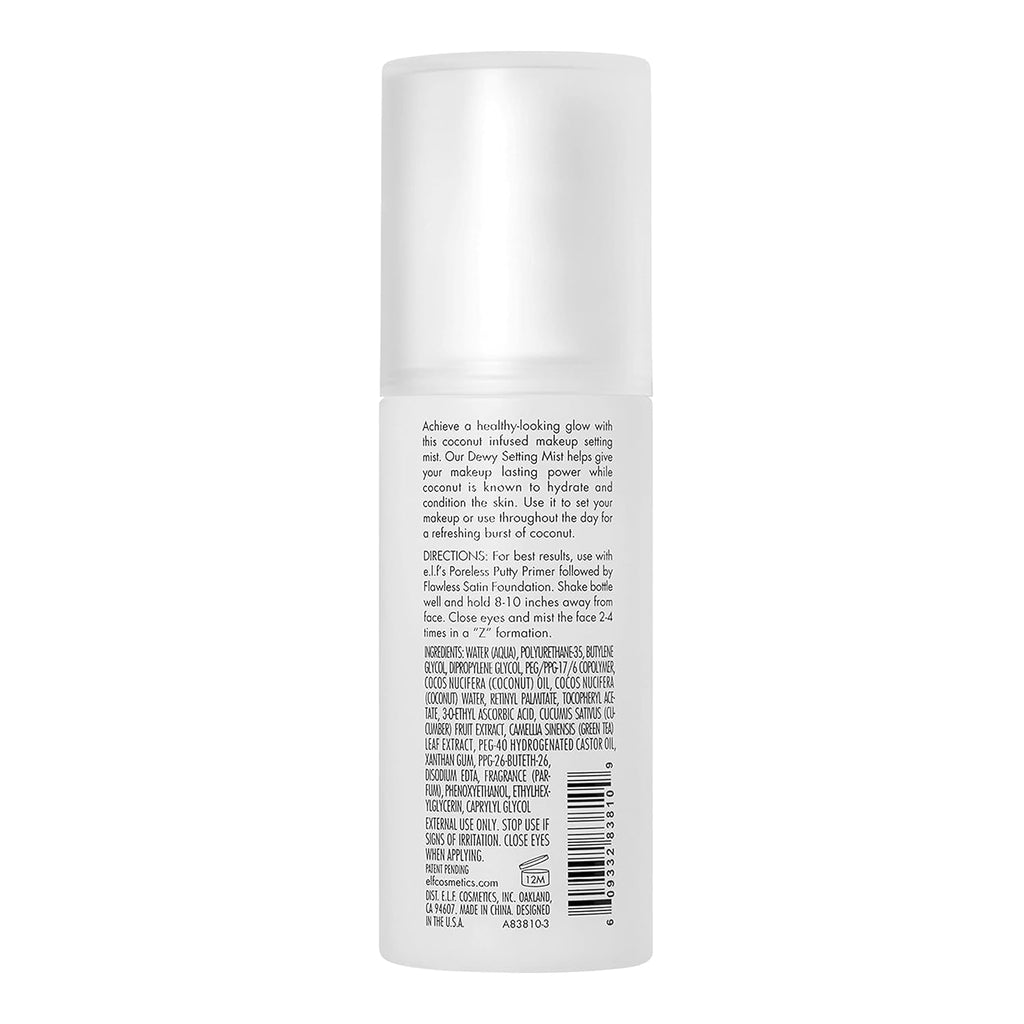 e.l.f. Dewy Coconut Setting Mist. Makeup Setting Spray For Hydrating & Conditioning Skin. Infused With Green Tea. Vegan & Cruelty-Free. 2.7 Fl Oz