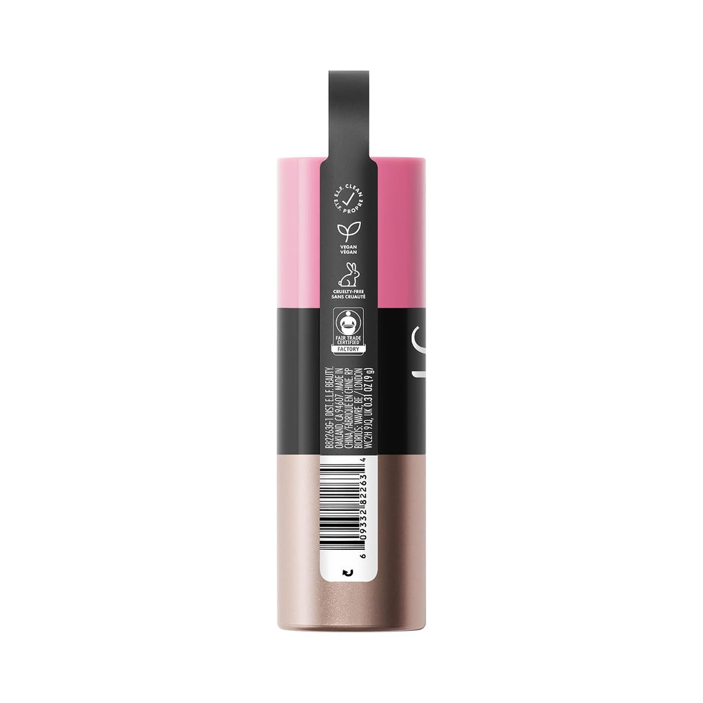 e.l.f. Soft Glam Cream Blush Stick. Buildable Natural Flush. Pink On It | Creamy Blendable Texture. Soft Satin Finish. Lightweight Buildable Color. Easy On-the-Go Application. Vegan & Cruelty-Free