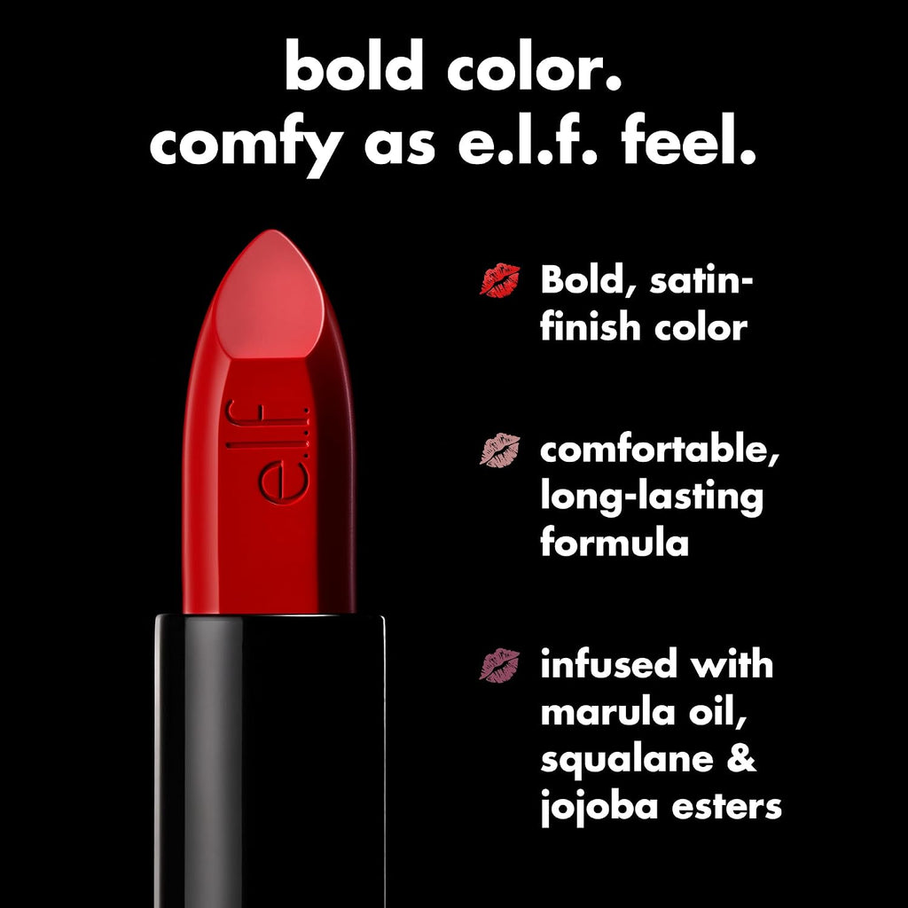 e.l.f. O Face Satin Lipstick. Richly Pigmented. Nourishing & Long-Lasting Creamy Lipstick. Infused With Jojoba. Vegan & Cruelty-Free. Me. Myself And I