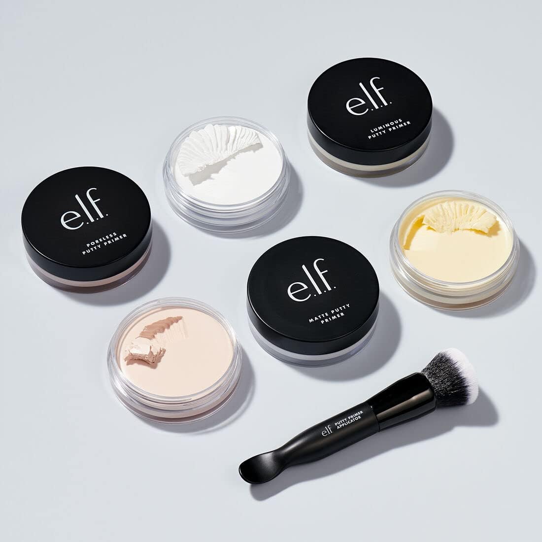 e.l.f. Putty Primer Brush & Applicator. Dual-Ended Makeup Tool For Applying e.l.f. Putty Products. Made With Synthetic Bristles. Vegan & Cruelty-Free