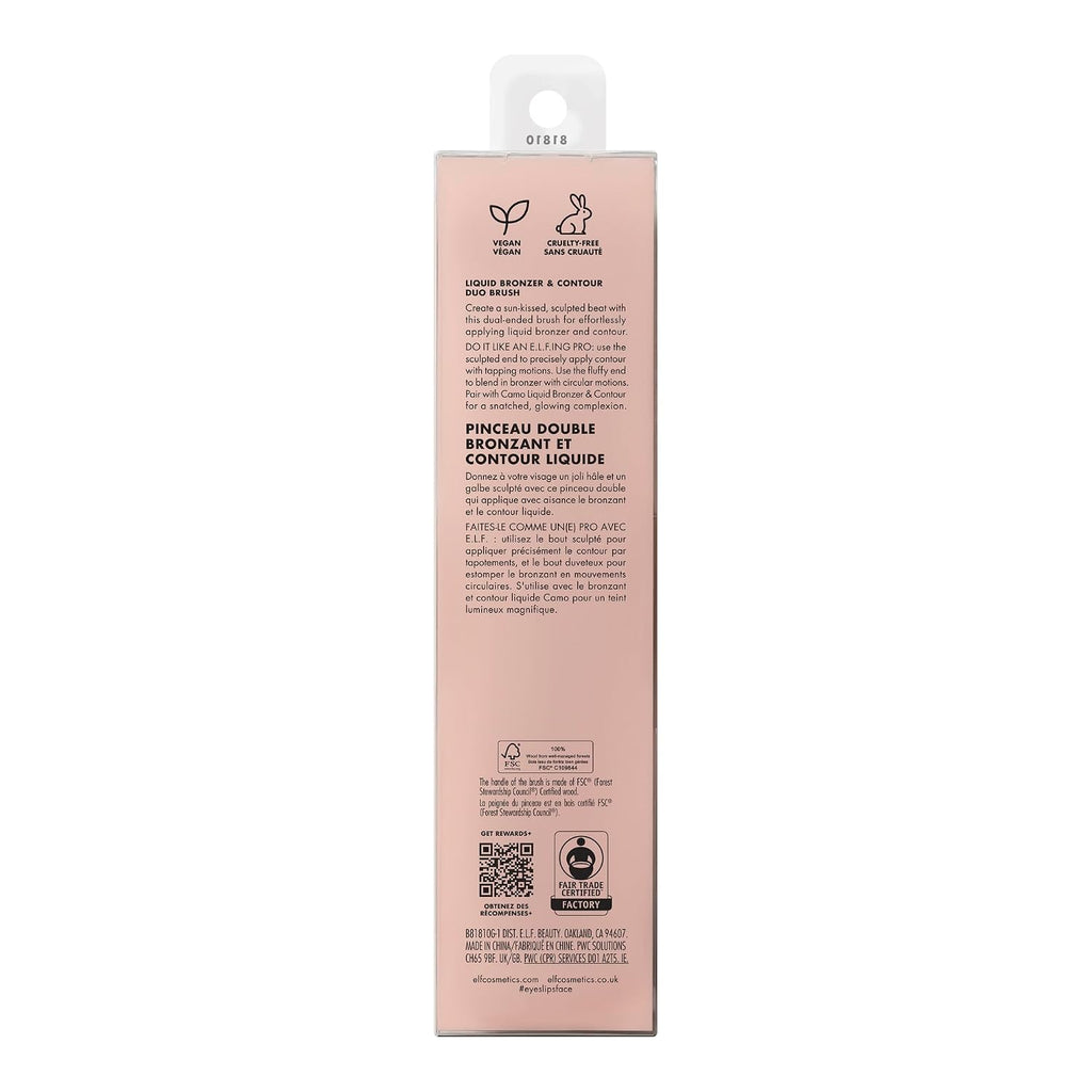 e.l.f. Liquid Bronzer & Contour Duo Brush | Silky Highly Pigmented Formula with Dual-ended Makeup Brush. Synthetic Bristles. 100% Vegan and Cruelty-Free