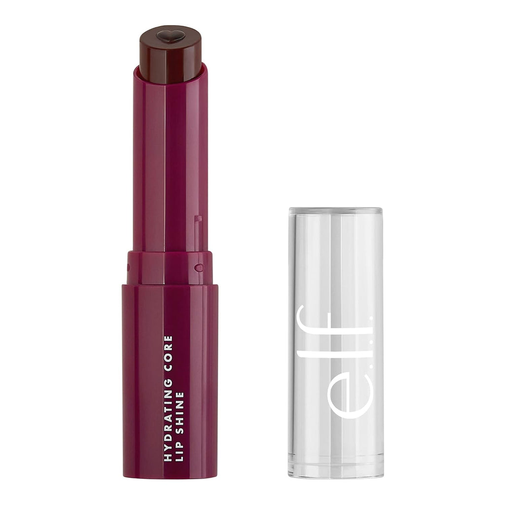 e.l.f. Hydrating Core Lip Shine with Shea Butter & Vitamin E. Tinted Lip Balm for A Smooth. Glossy Finish & Long-Lasting Moisture. Ecstatic Deep Berry