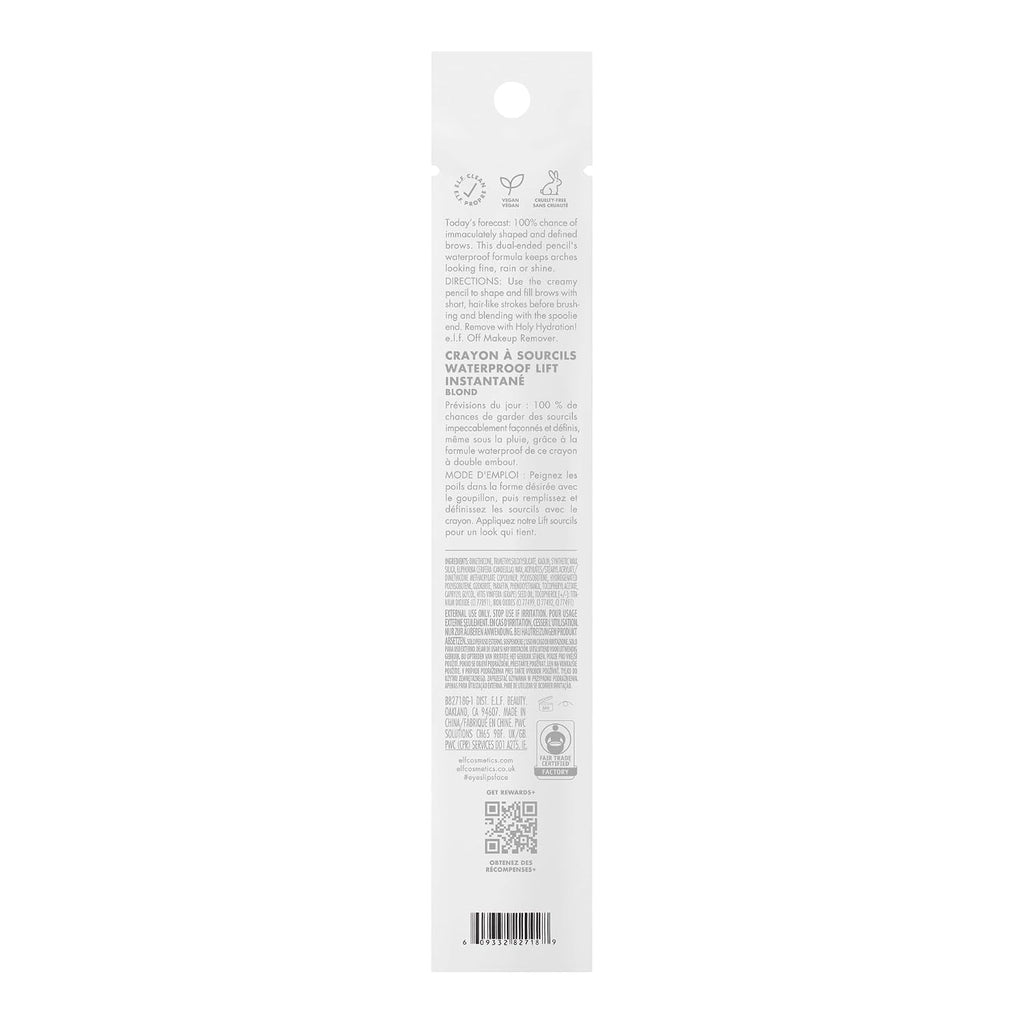 e.l.f. Instant Lift Waterproof Eyebrow Pencil. Blonde | Precision Tip with Dual-Ended with Spoolie. Smudge-Resistant Formula for Natural. Long-Lasting Brows