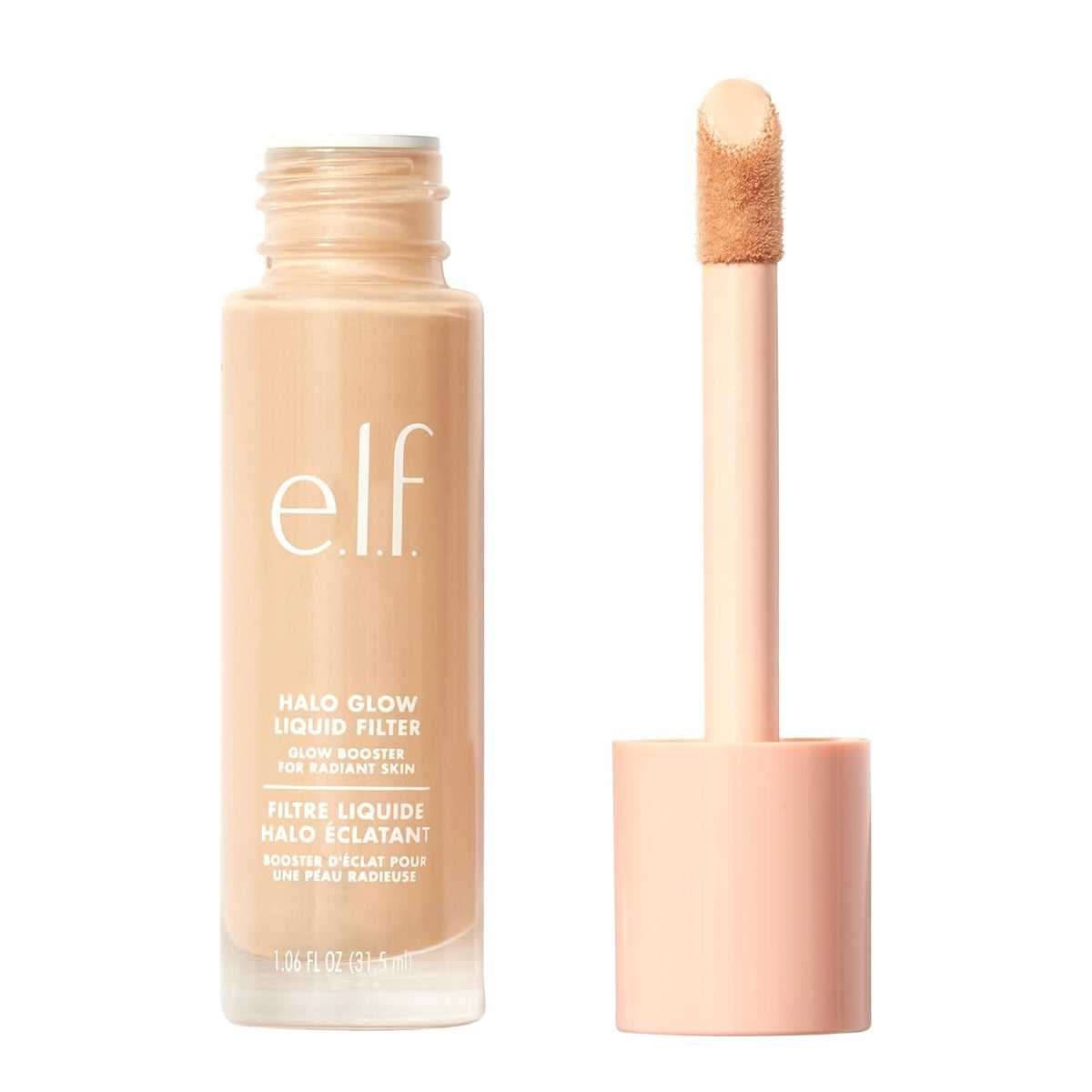 e.l.f. Halo Glow Liquid Filter. Hydrating Complexion Boost. 0 Fair | Soft Focus. Luminous Natural Glow for Face & Body. Infused with Hyaluronic Acid & Squalene. Vegan & Cruelty-Free