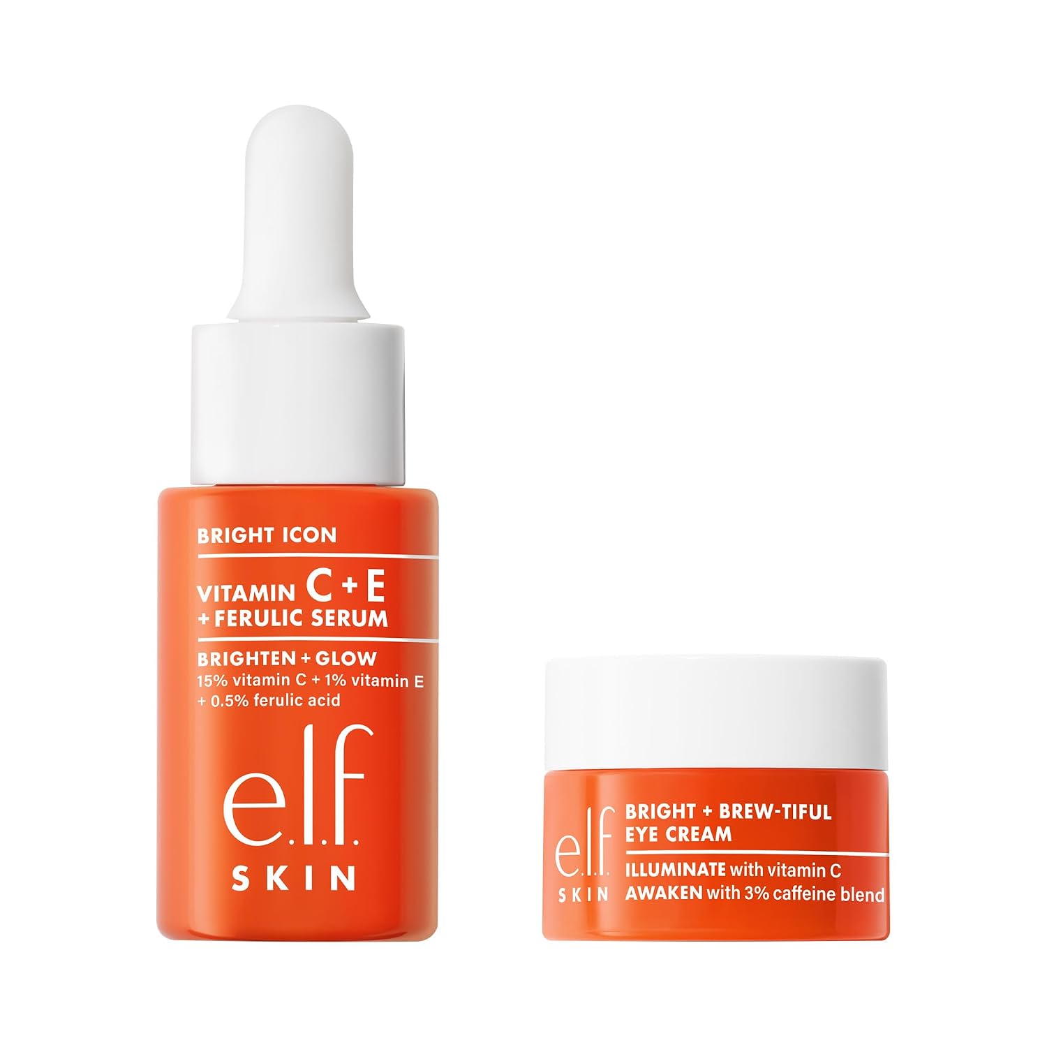 e.l.f. SKIN Brightest Besties Duo. Travel-Sized Skincare Set. Brightening Face Serum & Vitamin C Eye Cream. Boosts Radiance. Depuffs & Evens Skin Tone. Vegan & Cruelty-Free