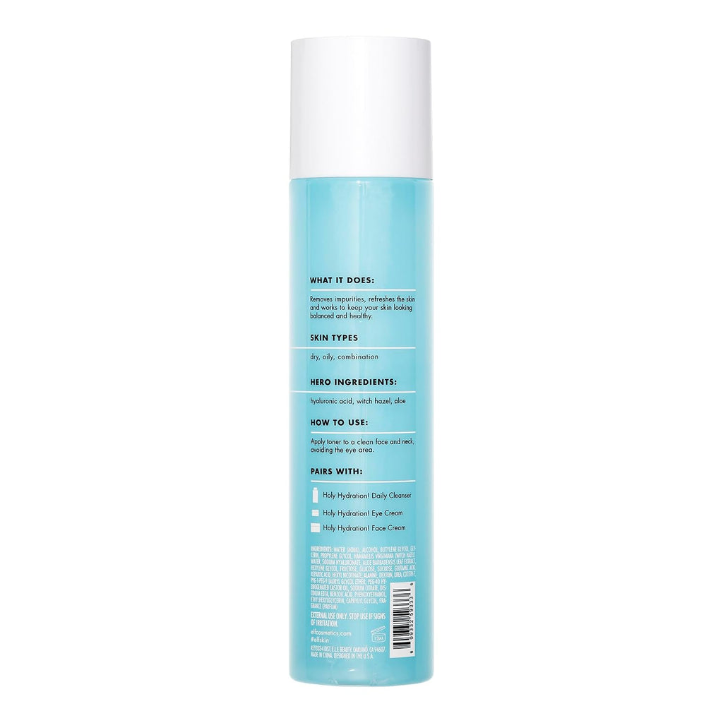 e.l.f. SKIN Keep Your Balance Toner. Gentle. Refreshing. Removes Makeup & Impurities. Hydrates. Cleanses. Soothes. Infused with Hyaluronic Acid. Witch Hazel and Aloe. 5.07 Fl Oz