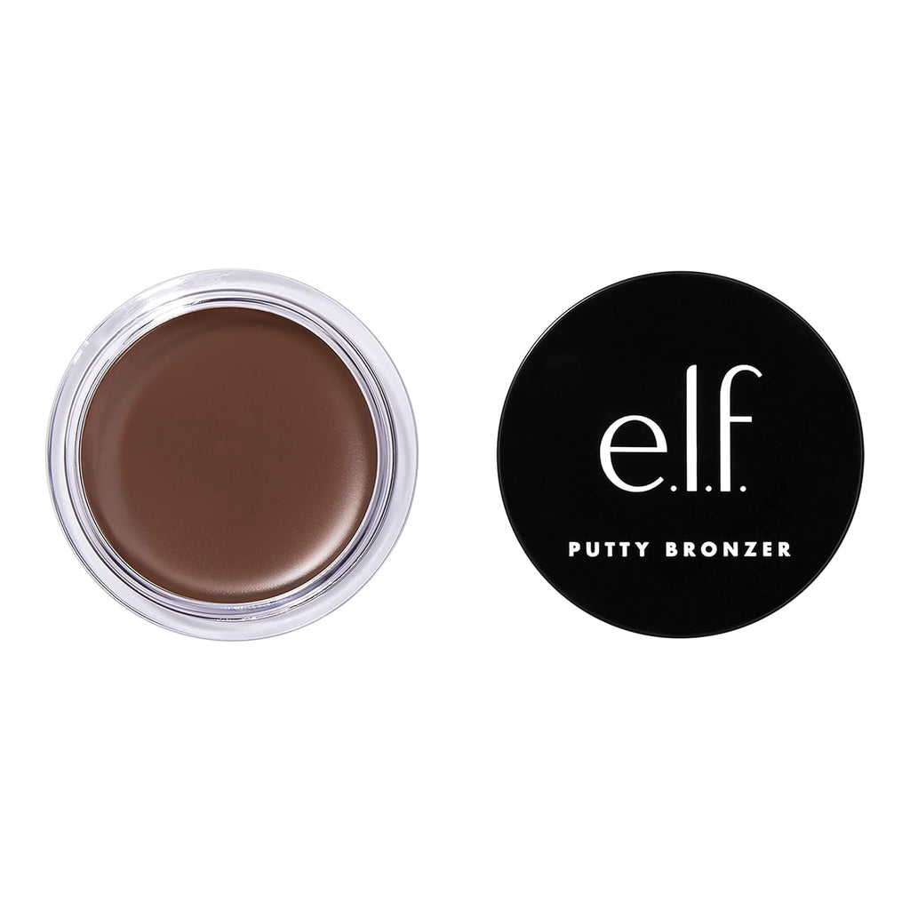 e.l.f. Putty Bronzer. Creamy & Highly Pigmented Formula. Creates a Long-Lasting Bronzed Glow. Infused with Argan Oil & Vitamin E. Sun Kissed. 0.35 Oz