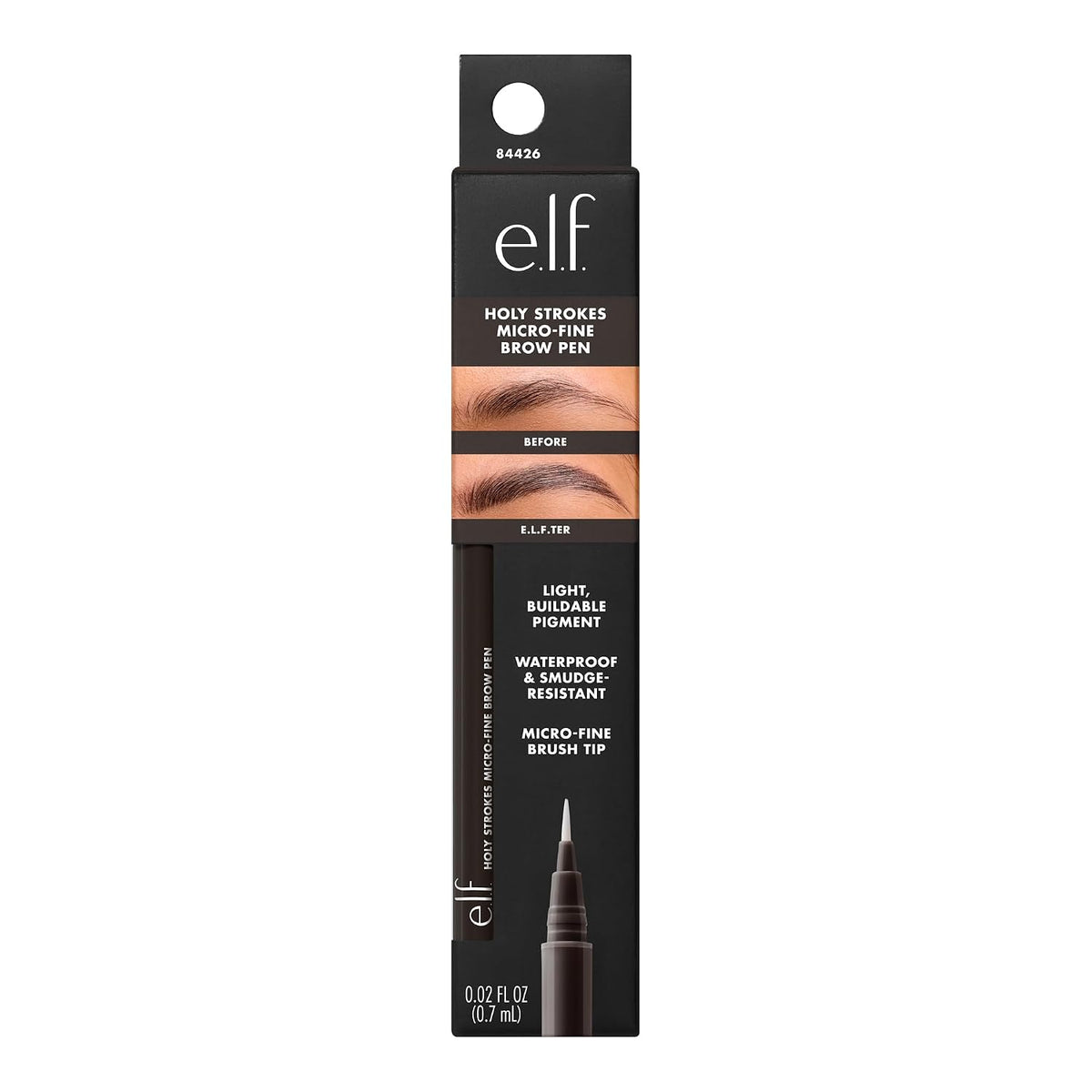 e.l.f. Holy Strokes Micro-Fine Brow Pen. Liquid Waterproof Eyebrow Makeup For Detailing & Adding Dimension. Vegan & Cruelty-Free. Espresso