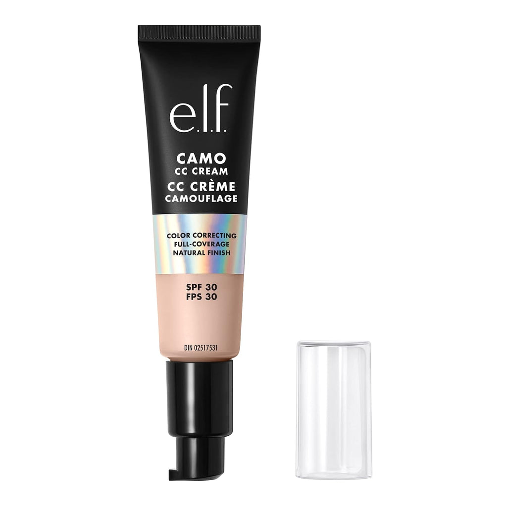 e.l.f. Camo CC Cream. SPF 30 Color-Correcting Medium-To-Full Coverage Face Foundation. Delivers An Airbrushed Finish. Vegan & Cruelty-Free. Fair 125 C