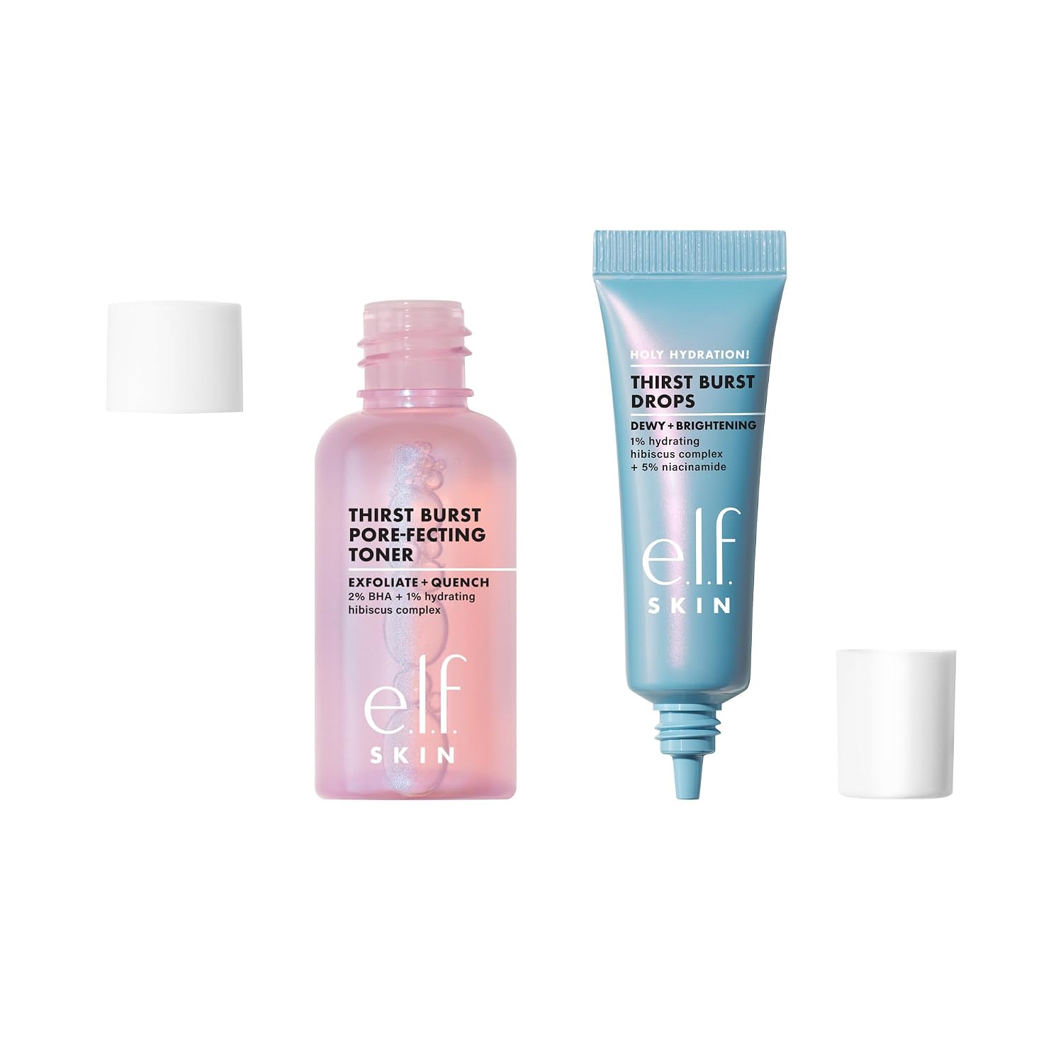 e.l.f. SKIN Thirst Burst Dew-O. Travel-Sized Skincare Set. Exfoliating Facial Toner & Hydrating Serum Drops. Gives Skin A Dewy. Bouncy Glow. Vegan & Cruelty-Free