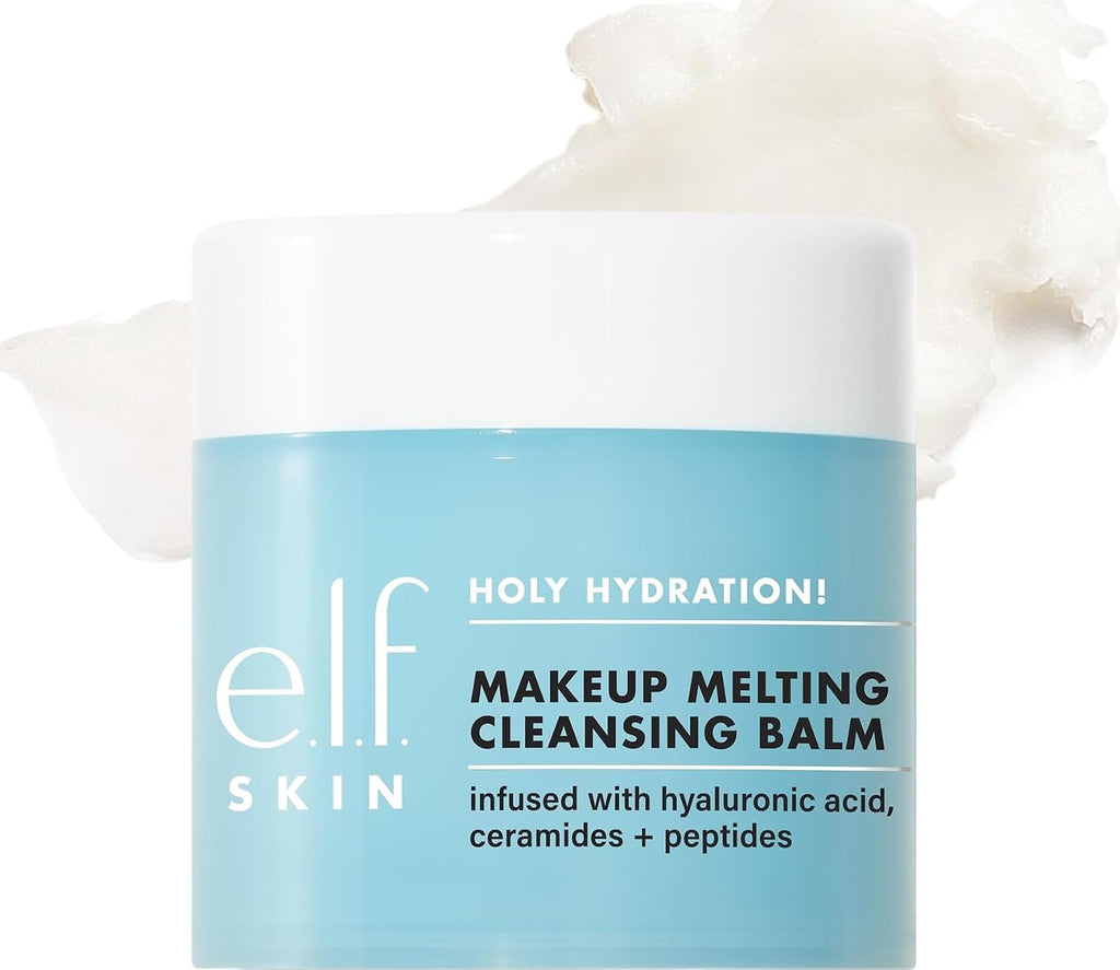e.l.f. SKIN Holy Hydration! Makeup Melting Cleansing Balm. 2 oz | Hyaluronic Acid. Solid-to-Oil Texture. Cleanser & Makeup-Removing Balm for Double-Cleanse Routine. Vegan & Cruelty-Free