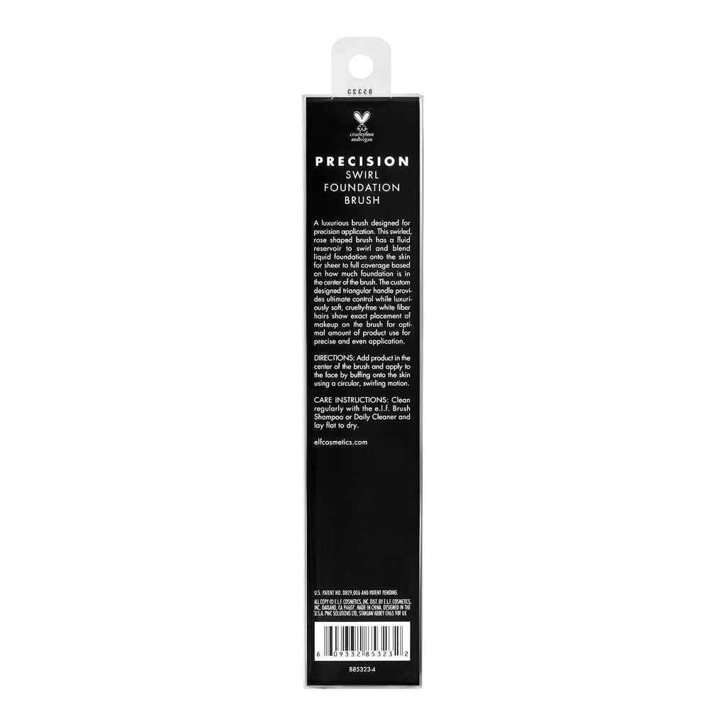 e.l.f. Precision Swirl Foundation Brush. Blends Liquid Foundation Smoothly Onto Skin. Triangular Handle For Ultimate Control. Vegan & Cruelty-Free