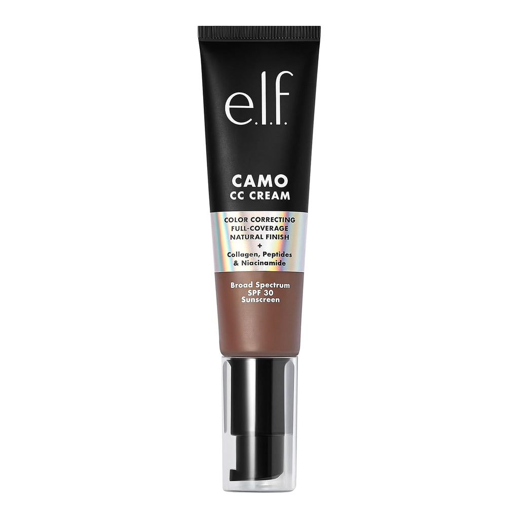 e.l.f. Camo CC Cream. SPF 30 Color-Correcting Medium-To-Full Coverage Face Foundation. Delivers An Airbrushed Finish. Vegan & Cruelty-Free. Deep 560 C
