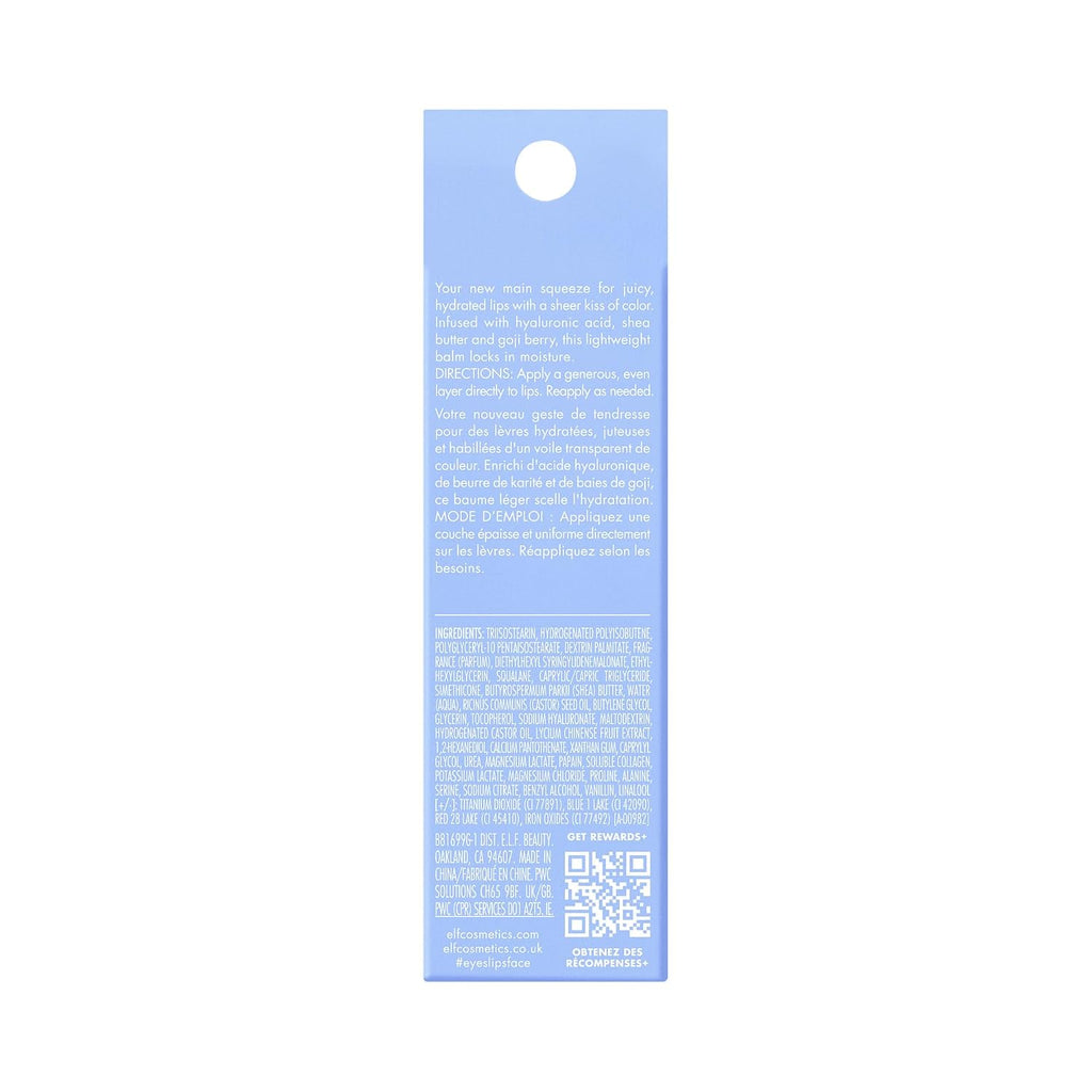e.l.f. Squeeze Me Lip Balm. Blueberry | Moisturizing Lip Balm For A Sheer Tint Of Color. Infused With Hyaluronic Acid. Vegan & Cruelty-Free