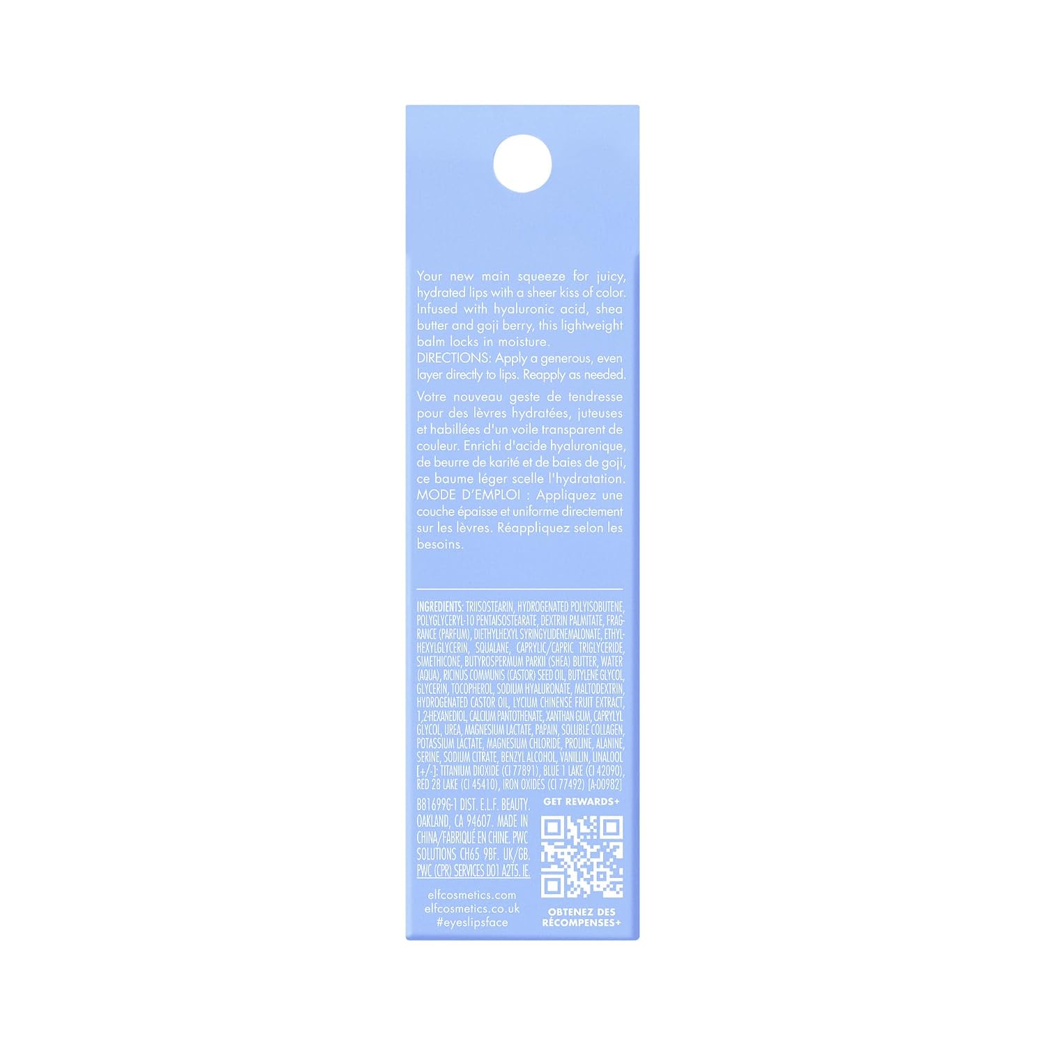 e.l.f. Squeeze Me Lip Balm. Blueberry | Moisturizing Lip Balm For A Sheer Tint Of Color. Infused With Hyaluronic Acid. Vegan & Cruelty-Free
