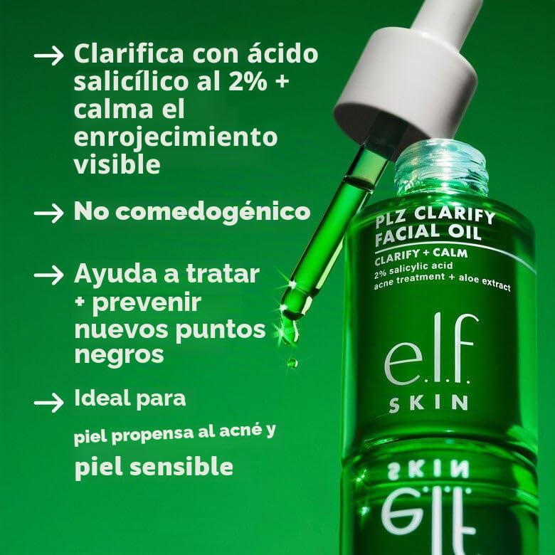 e.l.f. SKIN PLZ Clarify Facial Oil. Face Oil For Treating & Preventing Acne. Helps Calm Redness. Made with Salicylic Acid. Vegan & Cruelty-Free. 1 oz