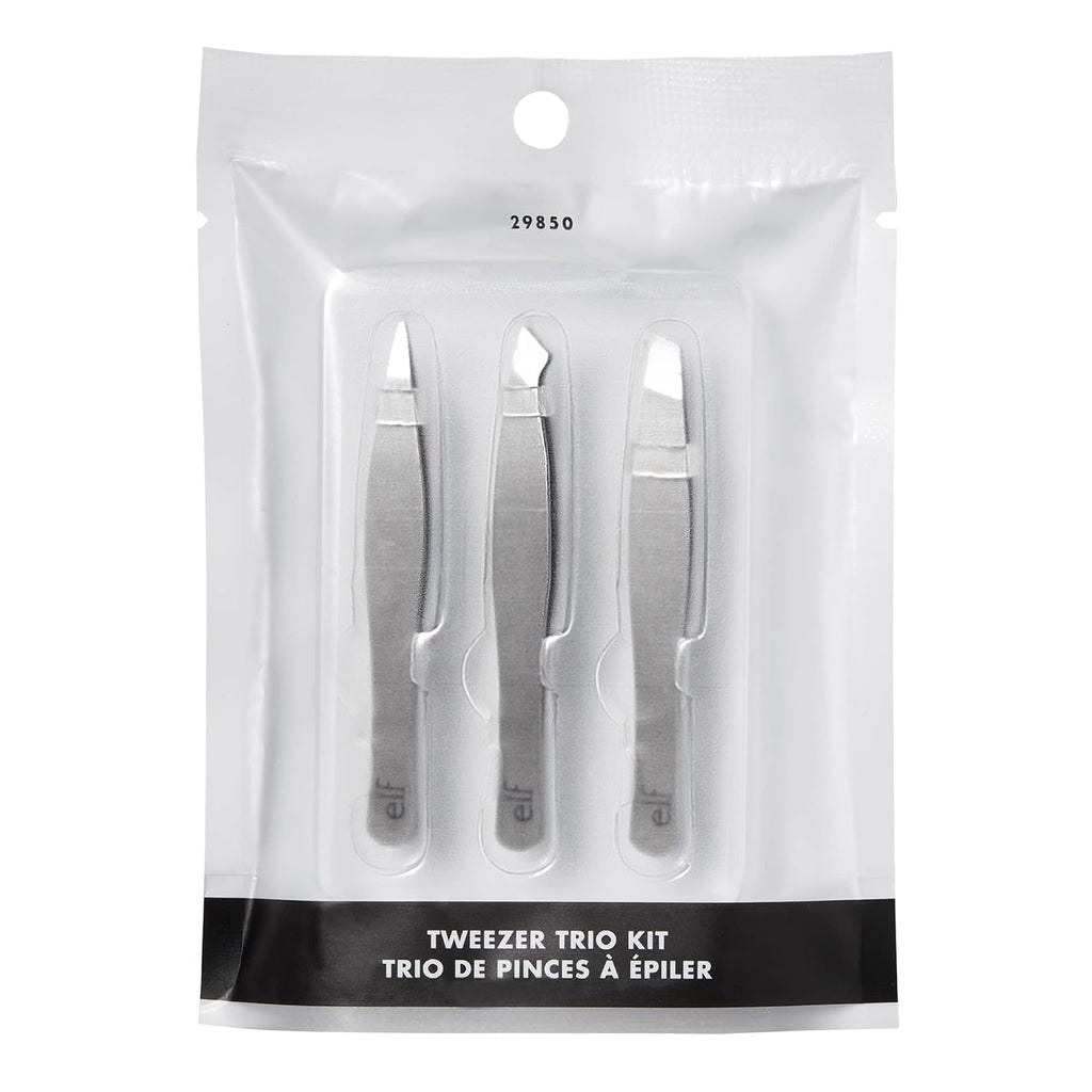 e.l.f. Tweezer Trio Kit. Three Mini Eyebrow Tweezers For Shaping. Defining & Grooming Brows. Great For Touchups On The Go. Vegan & Cruelty-Free
