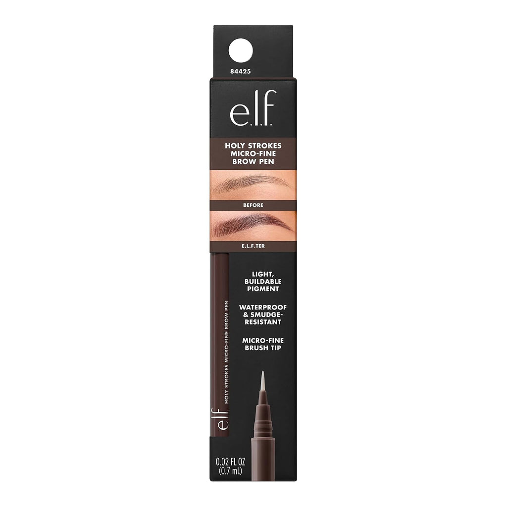 e.l.f. Holy Strokes Micro-Fine Brow Pen. Liquid Waterproof Eyebrow Makeup For Detailing & Adding Dimension. Vegan & Cruelty-Free. Dark Brown