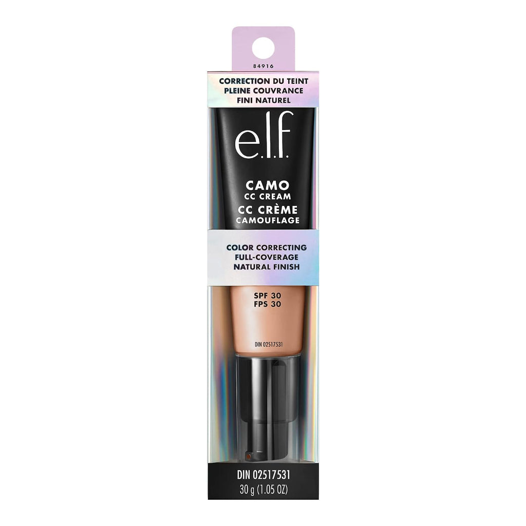 e.l.f. Camo CC Cream. SPF 30 Color-Correcting Medium-To-Full Coverage Face Foundation. Delivers An Airbrushed Finish. Vegan & Cruelty-Free. Medium 310 C