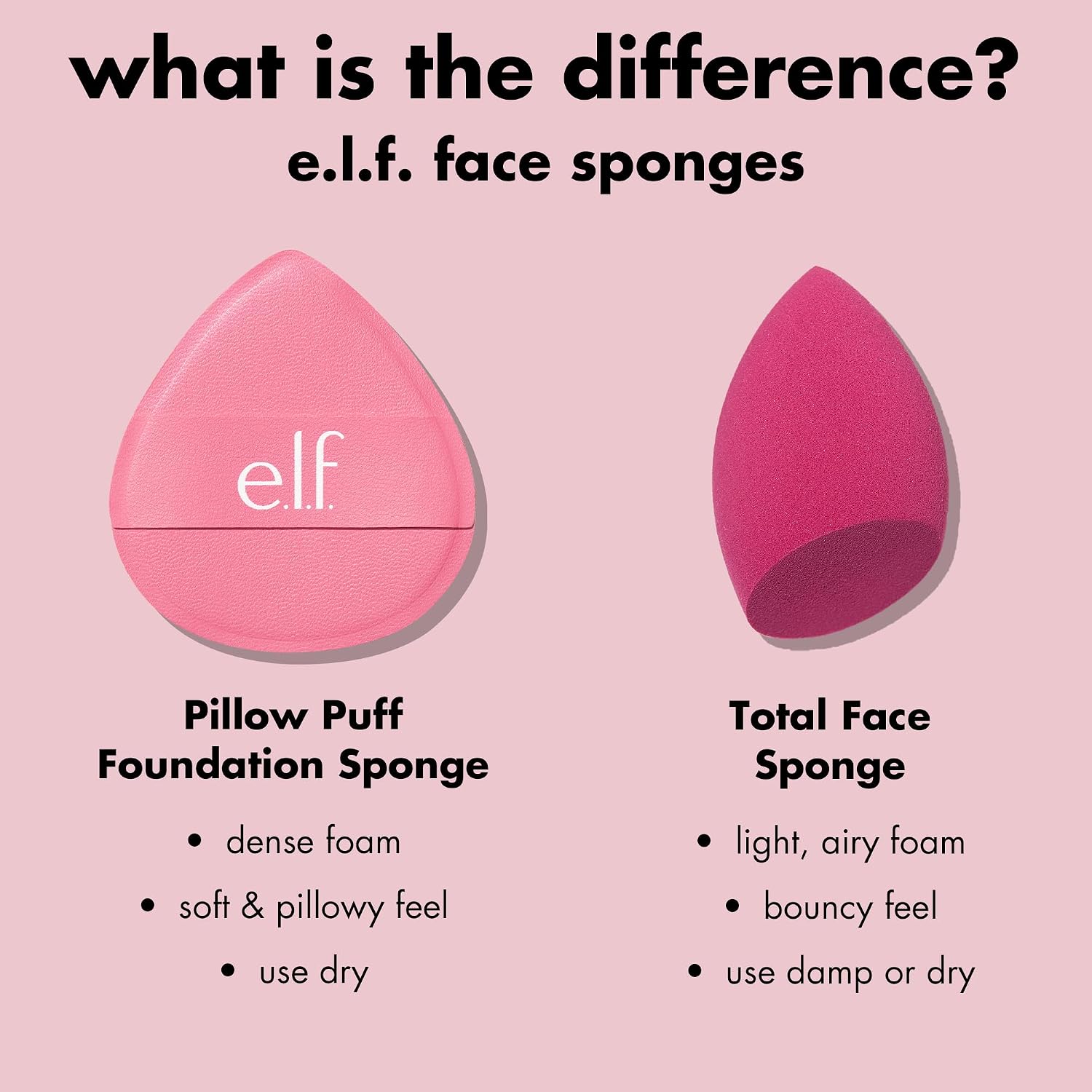 e.l.f. Pillow Puff Foundation Sponge | Bouncy. Ultra-Soft Foam Makeup Sponge For Liquid Foundation. Creates An Airbrushed Finish. Vegan & Cruelty-Free