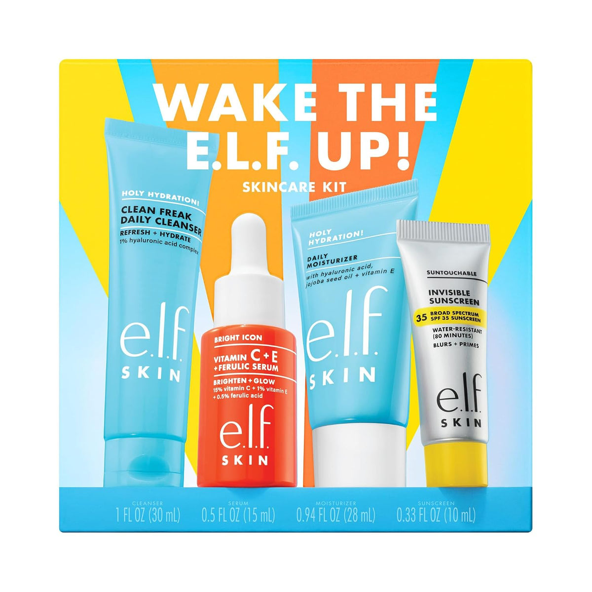 e.l.f. SKIN Best & Obsessed Skincare Kit | Travel-Size Makeup Remover. Sunscreen & Brightening Serums For Glowy Skin. Vegan & Cruelty-Free